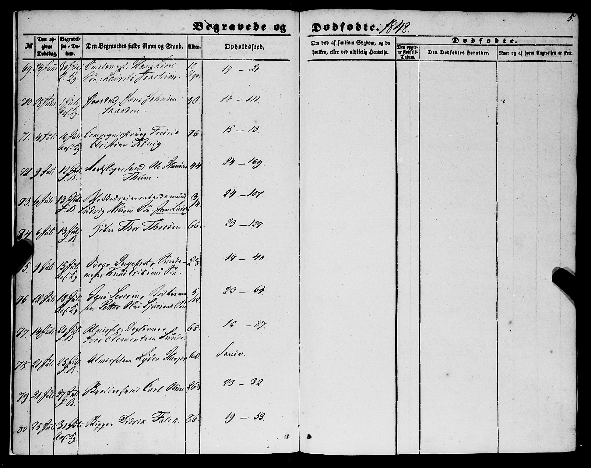 Korskirken sokneprestembete, AV/SAB-A-76101/H/Haa: Parish register (official) no. E 2, 1848-1862, p. 5