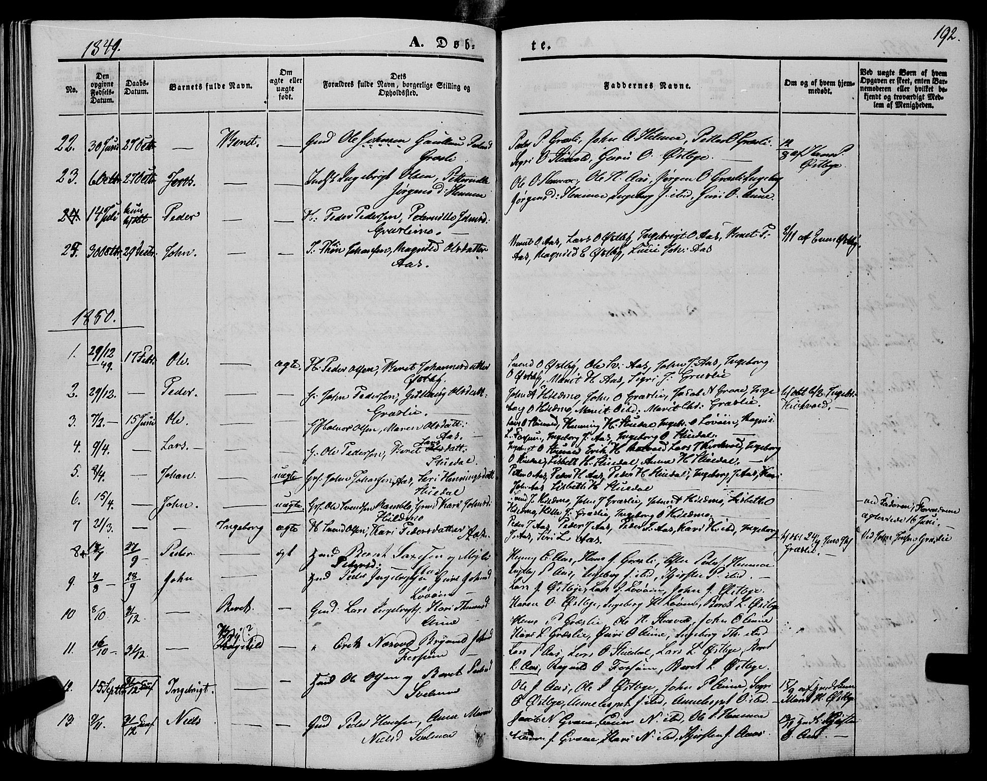 Ministerialprotokoller, klokkerbøker og fødselsregistre - Sør-Trøndelag, SAT/A-1456/695/L1146: Parish register (official) no. 695A06 /2, 1843-1859, p. 192