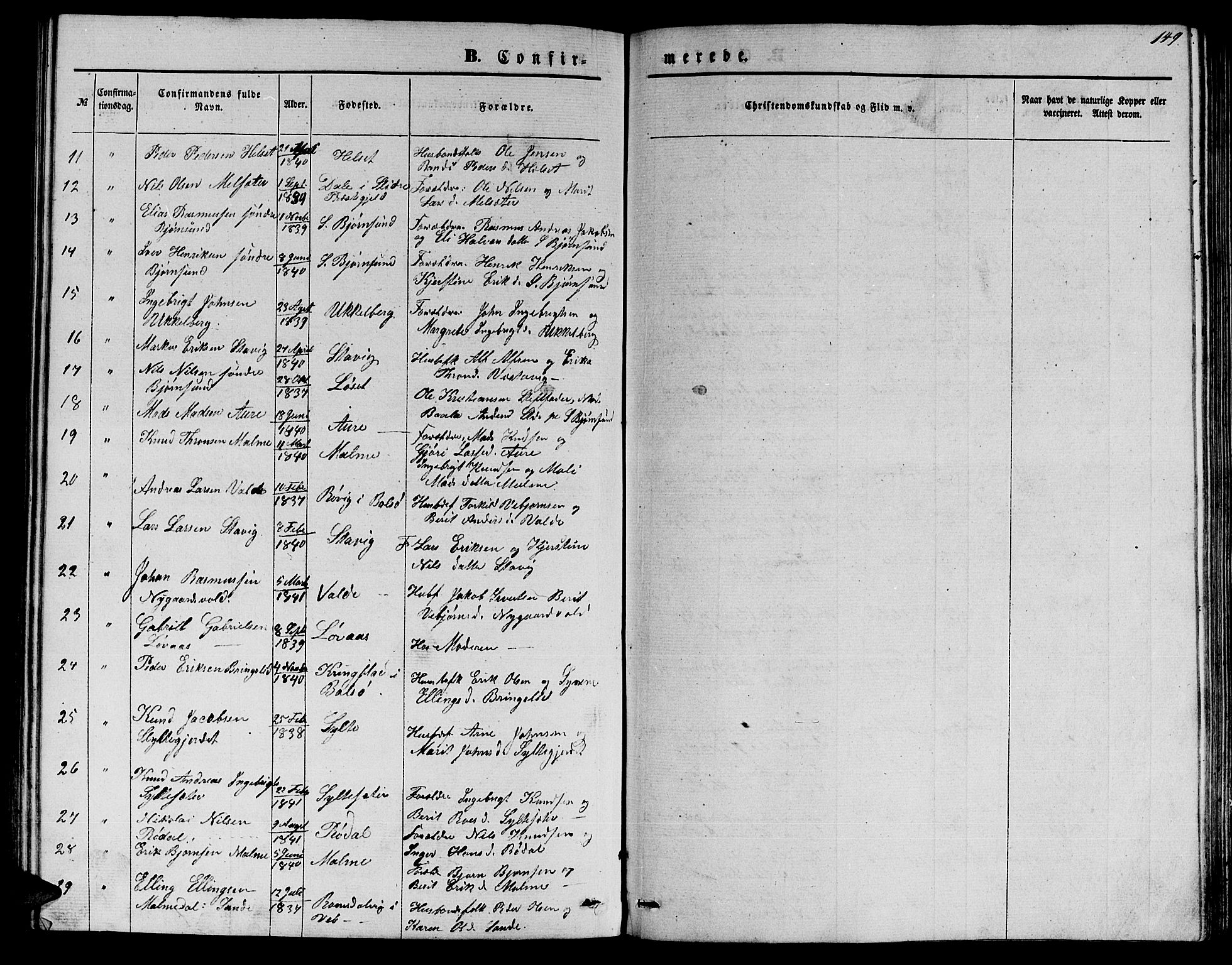 Ministerialprotokoller, klokkerbøker og fødselsregistre - Møre og Romsdal, SAT/A-1454/565/L0753: Parish register (copy) no. 565C02, 1845-1870, p. 149