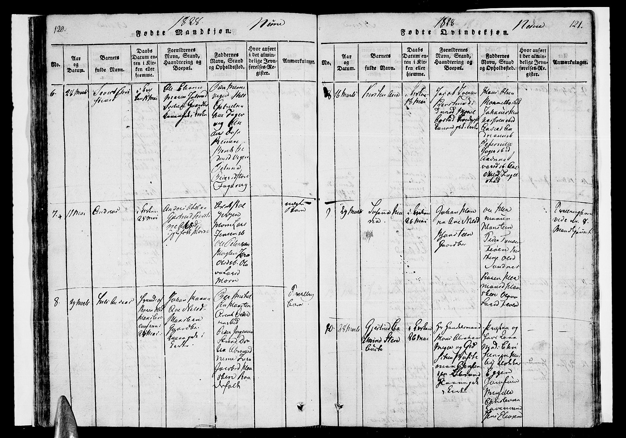 Ministerialprotokoller, klokkerbøker og fødselsregistre - Nordland, AV/SAT-A-1459/838/L0546: Parish register (official) no. 838A05 /1, 1820-1828, p. 120-121