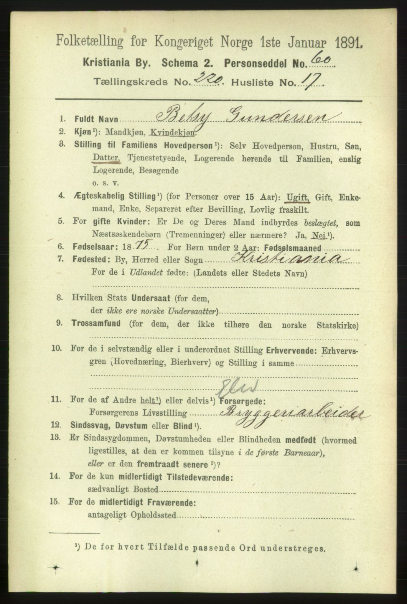 RA, 1891 census for 0301 Kristiania, 1891, p. 131613
