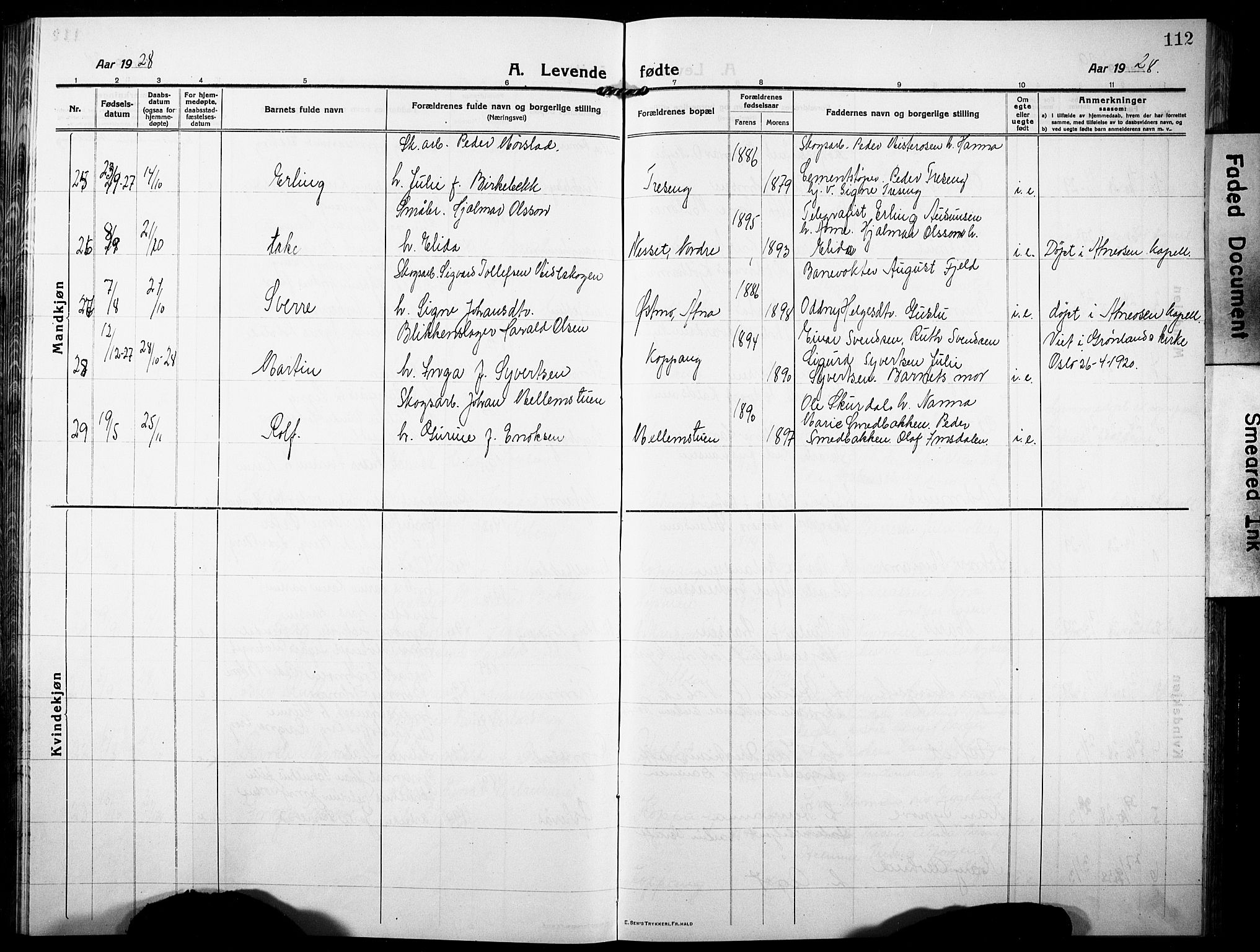 Stor-Elvdal prestekontor, AV/SAH-PREST-052/H/Ha/Hab/L0005: Parish register (copy) no. 5, 1913-1932, p. 112