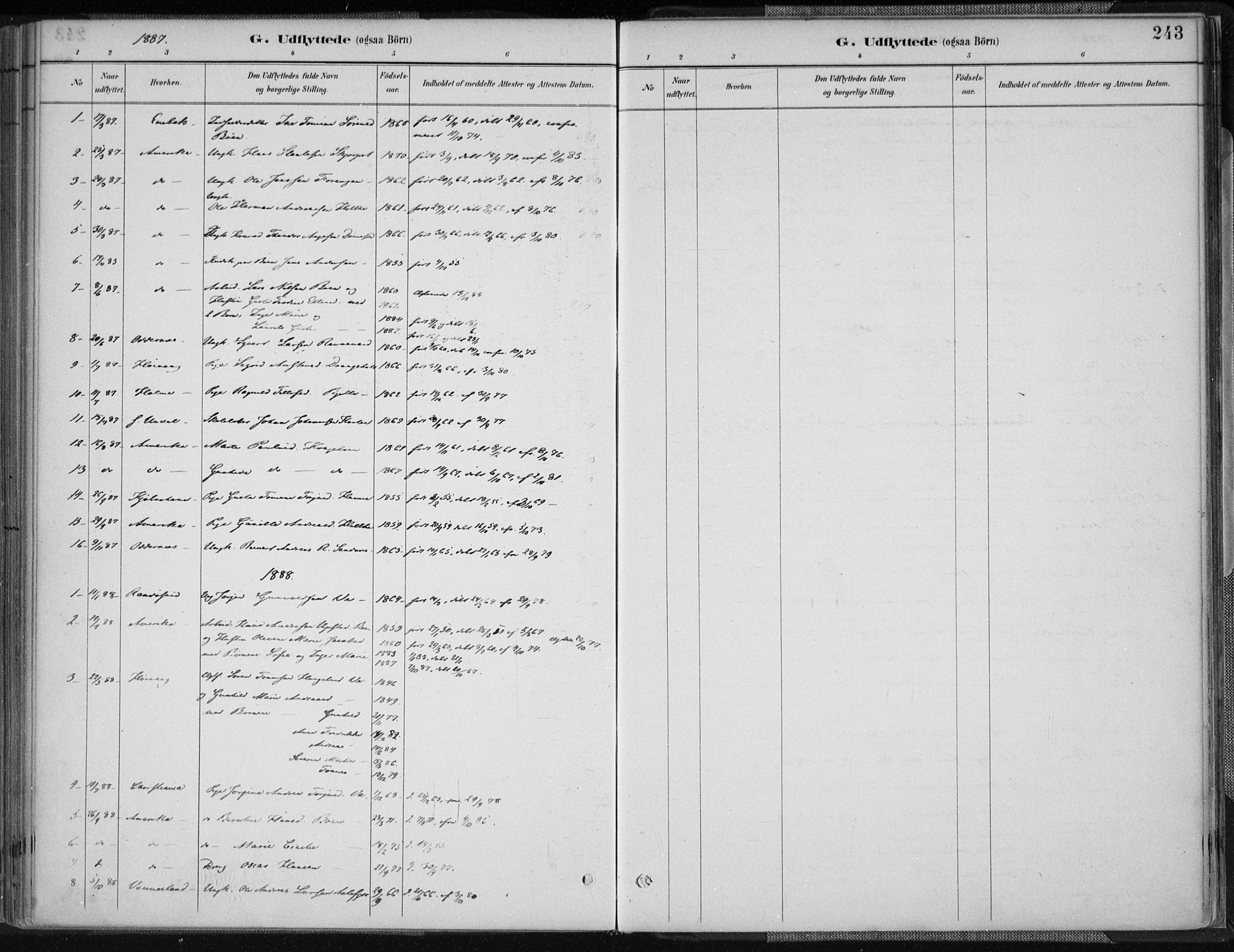 Tveit sokneprestkontor, AV/SAK-1111-0043/F/Fa/L0007: Parish register (official) no. A 7, 1887-1908, p. 243