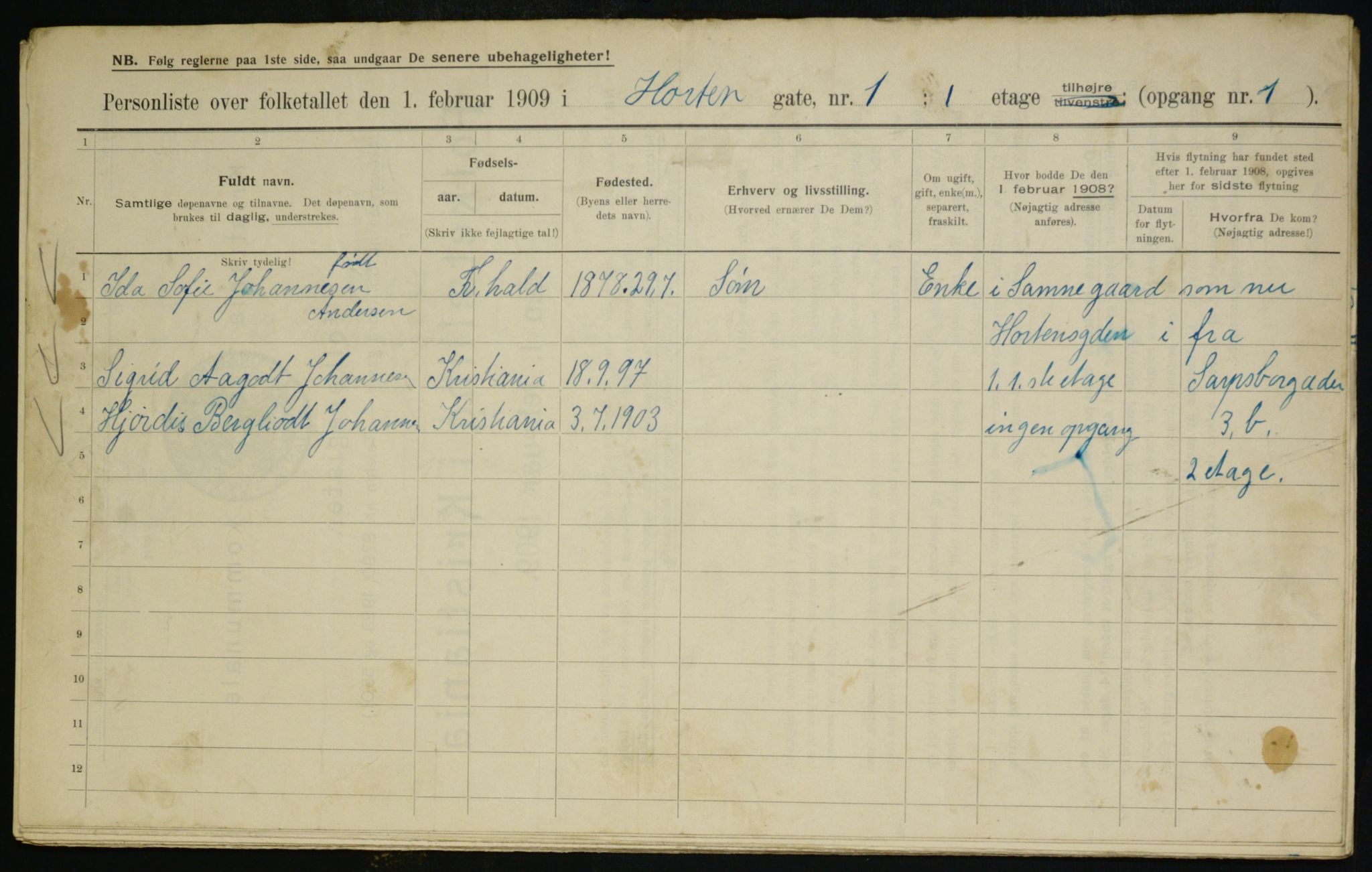 OBA, Municipal Census 1909 for Kristiania, 1909, p. 37541