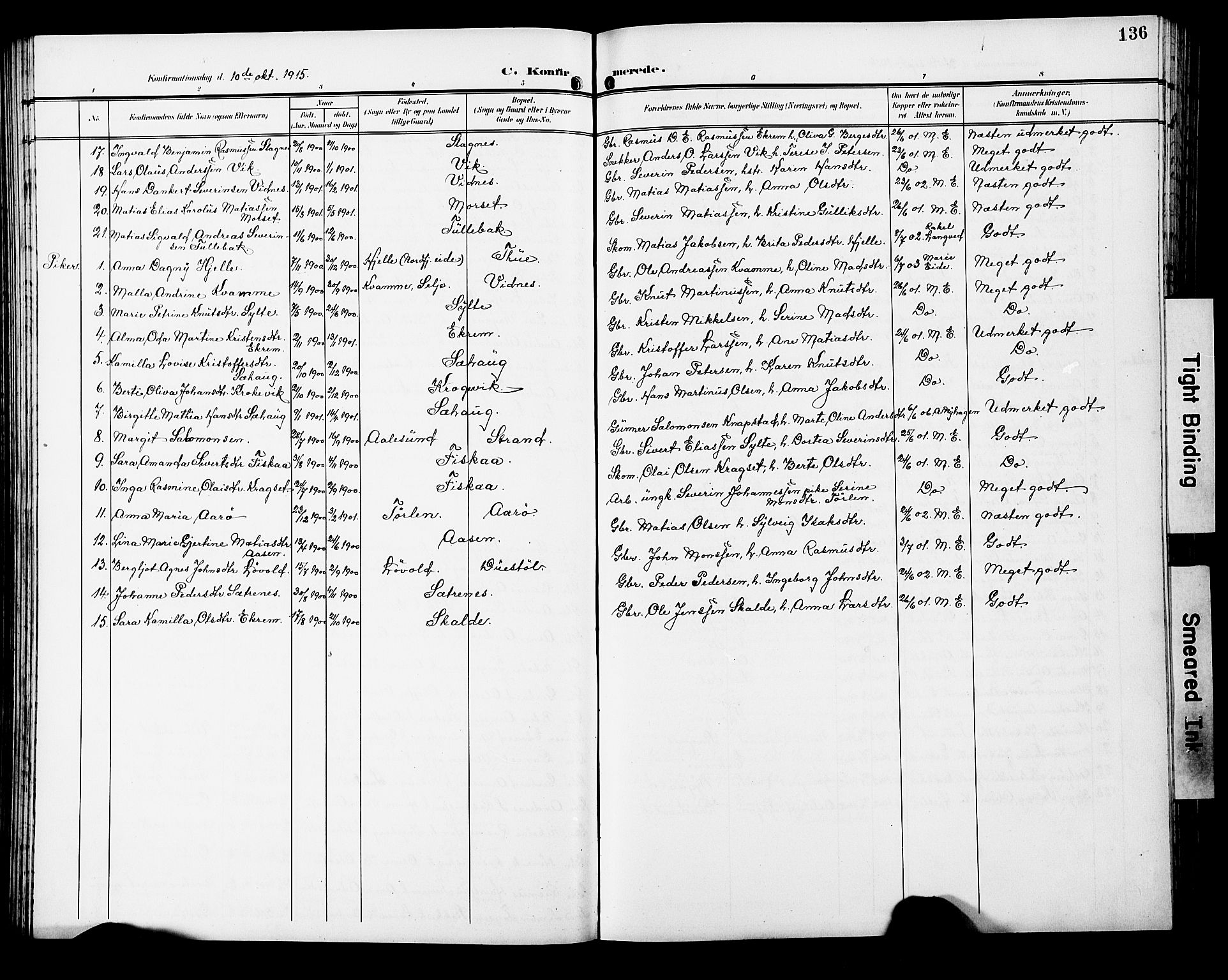 Ministerialprotokoller, klokkerbøker og fødselsregistre - Møre og Romsdal, AV/SAT-A-1454/501/L0018: Parish register (copy) no. 501C04, 1902-1930, p. 136