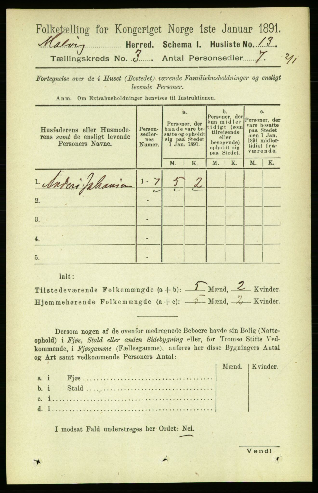 RA, 1891 census for 1663 Malvik, 1891, p. 1376