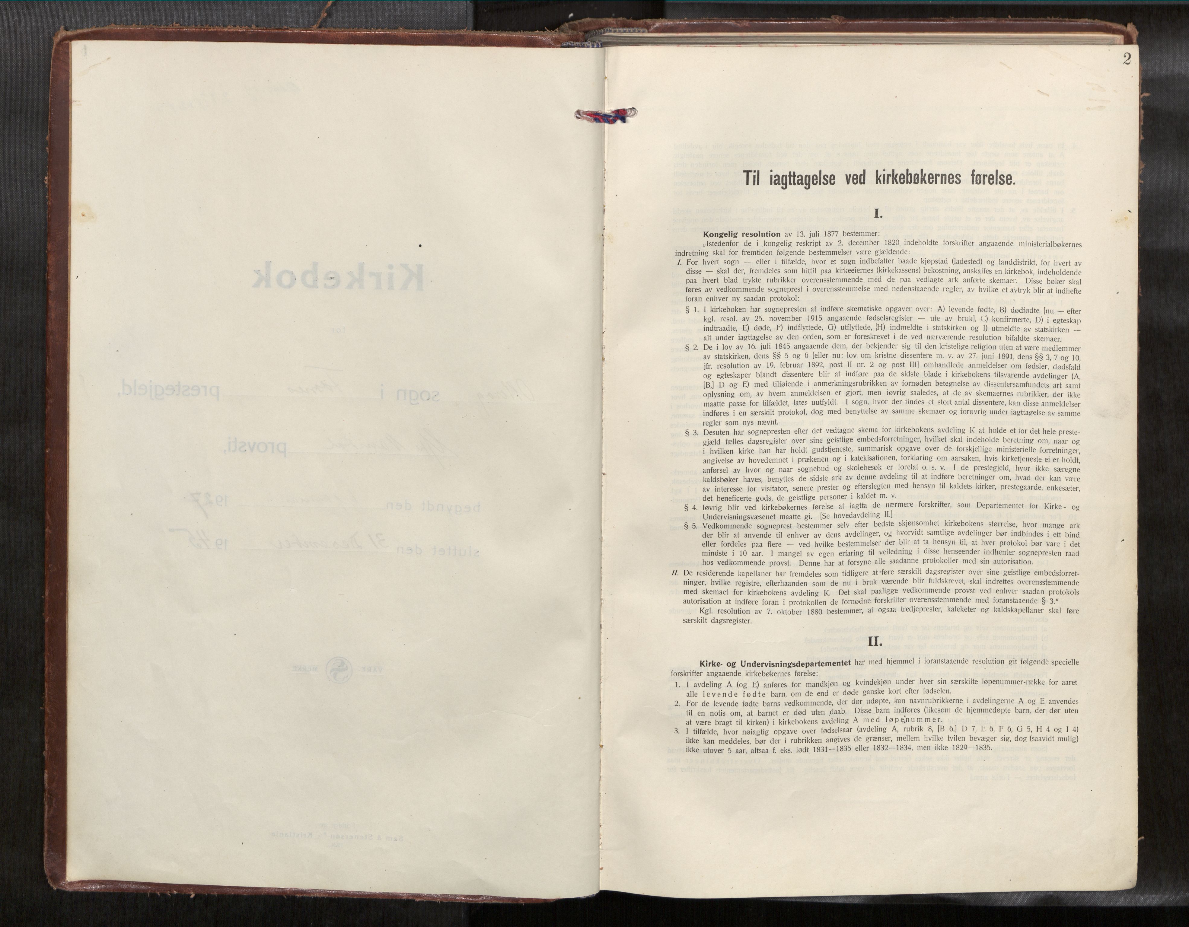 Ministerialprotokoller, klokkerbøker og fødselsregistre - Nord-Trøndelag, AV/SAT-A-1458/774/L0629a: Parish register (official) no. 774A04, 1927-1945, p. 2