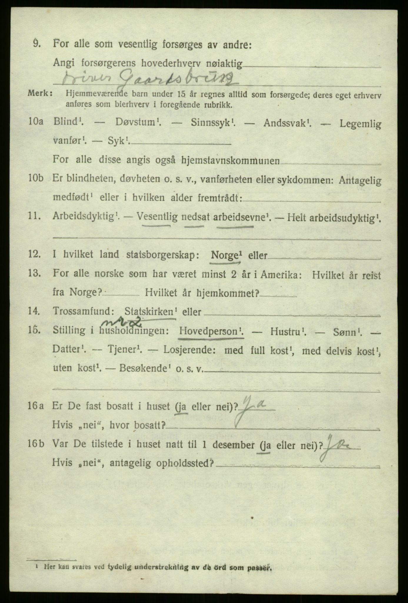 SAB, 1920 census for Selje, 1920, p. 4810