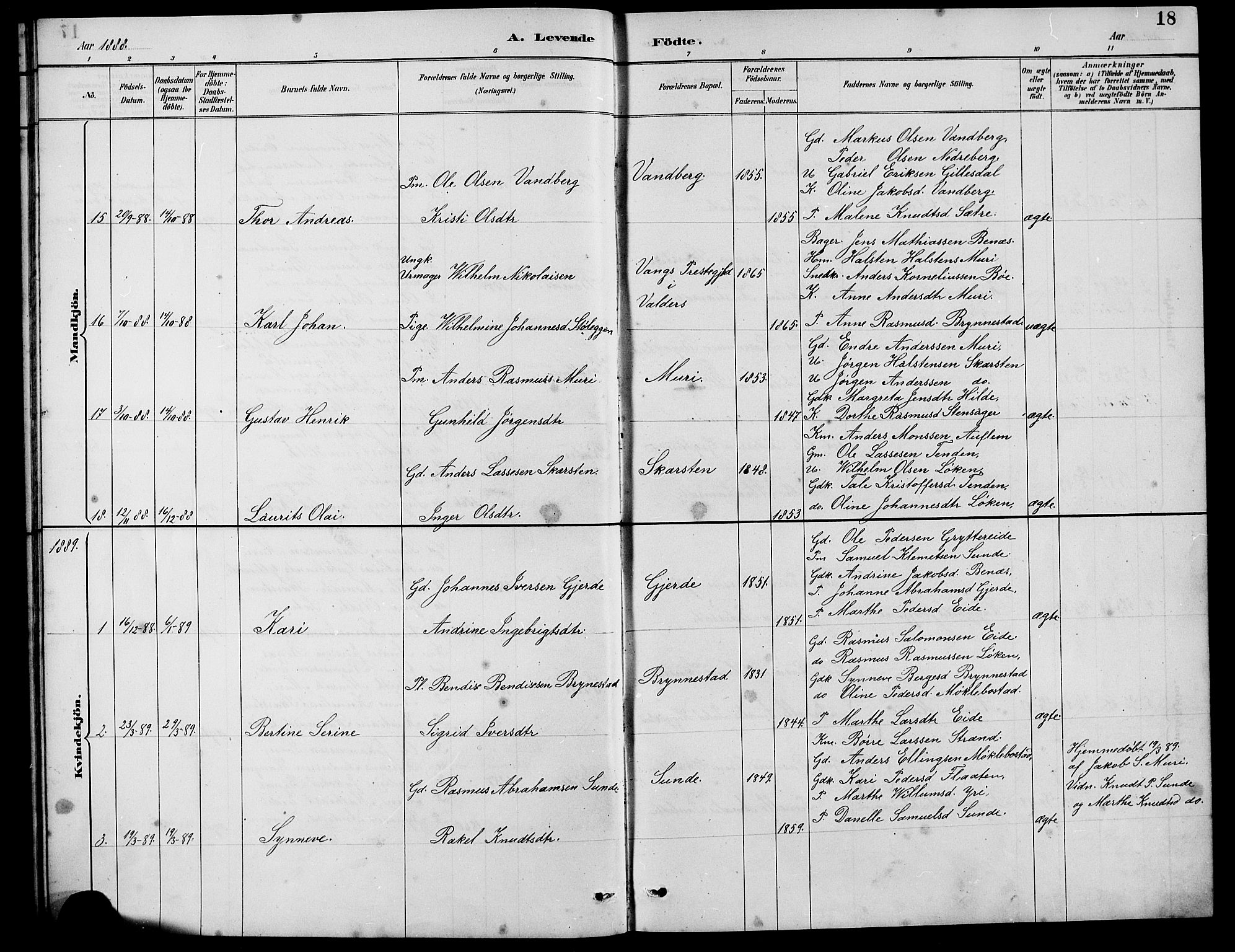 Innvik sokneprestembete, SAB/A-80501: Parish register (copy) no. B 3, 1886-1897, p. 18