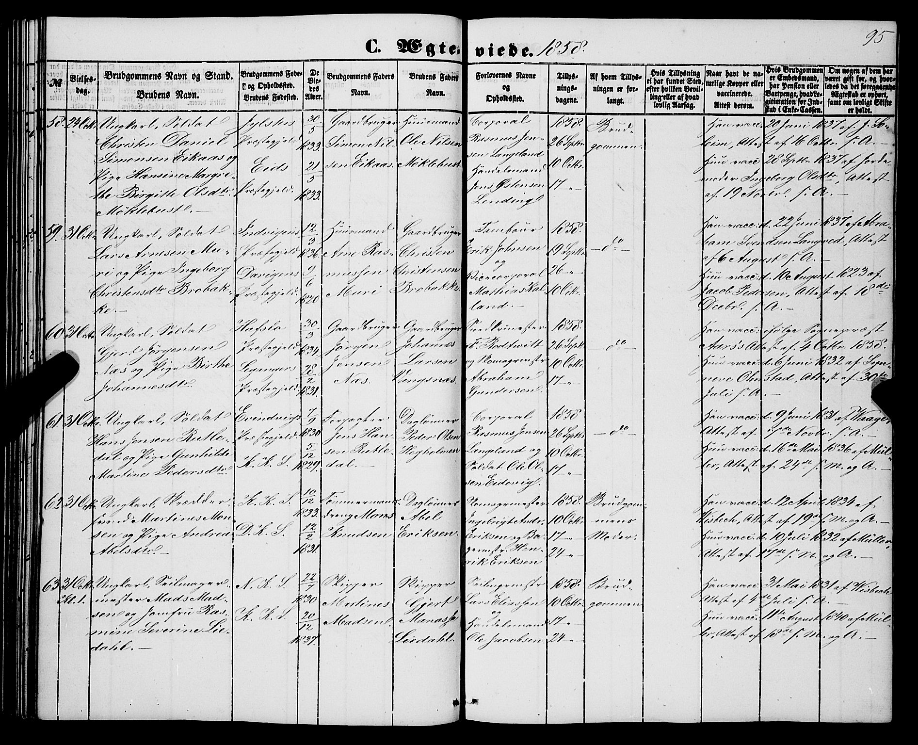 Korskirken sokneprestembete, AV/SAB-A-76101/H/Haa/L0035: Parish register (official) no. D 2, 1852-1867, p. 95