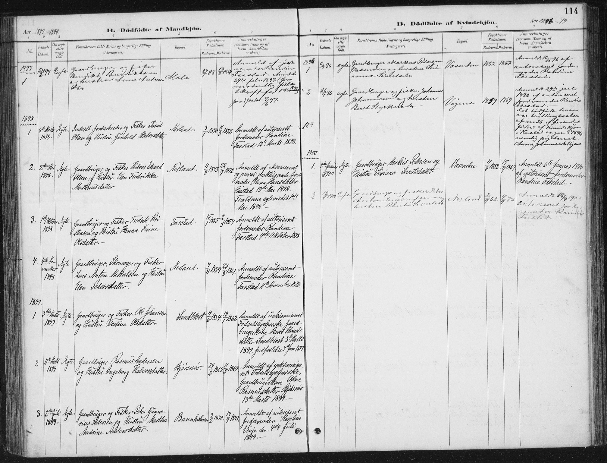 Ministerialprotokoller, klokkerbøker og fødselsregistre - Møre og Romsdal, AV/SAT-A-1454/567/L0783: Parish register (copy) no. 567C03, 1887-1903, p. 114