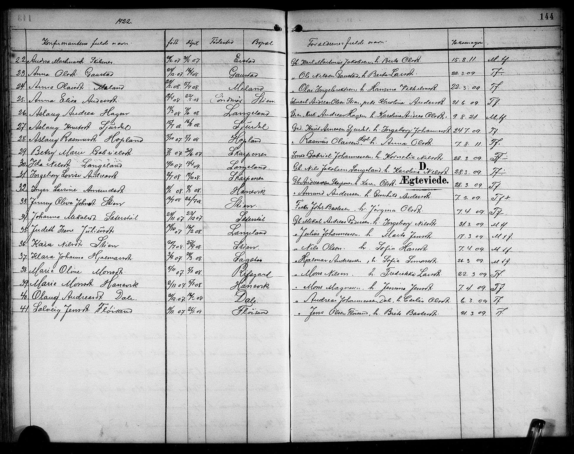 Alversund Sokneprestembete, SAB/A-73901/H/Ha/Hab: Parish register (copy) no. C 4, 1894-1924, p. 144