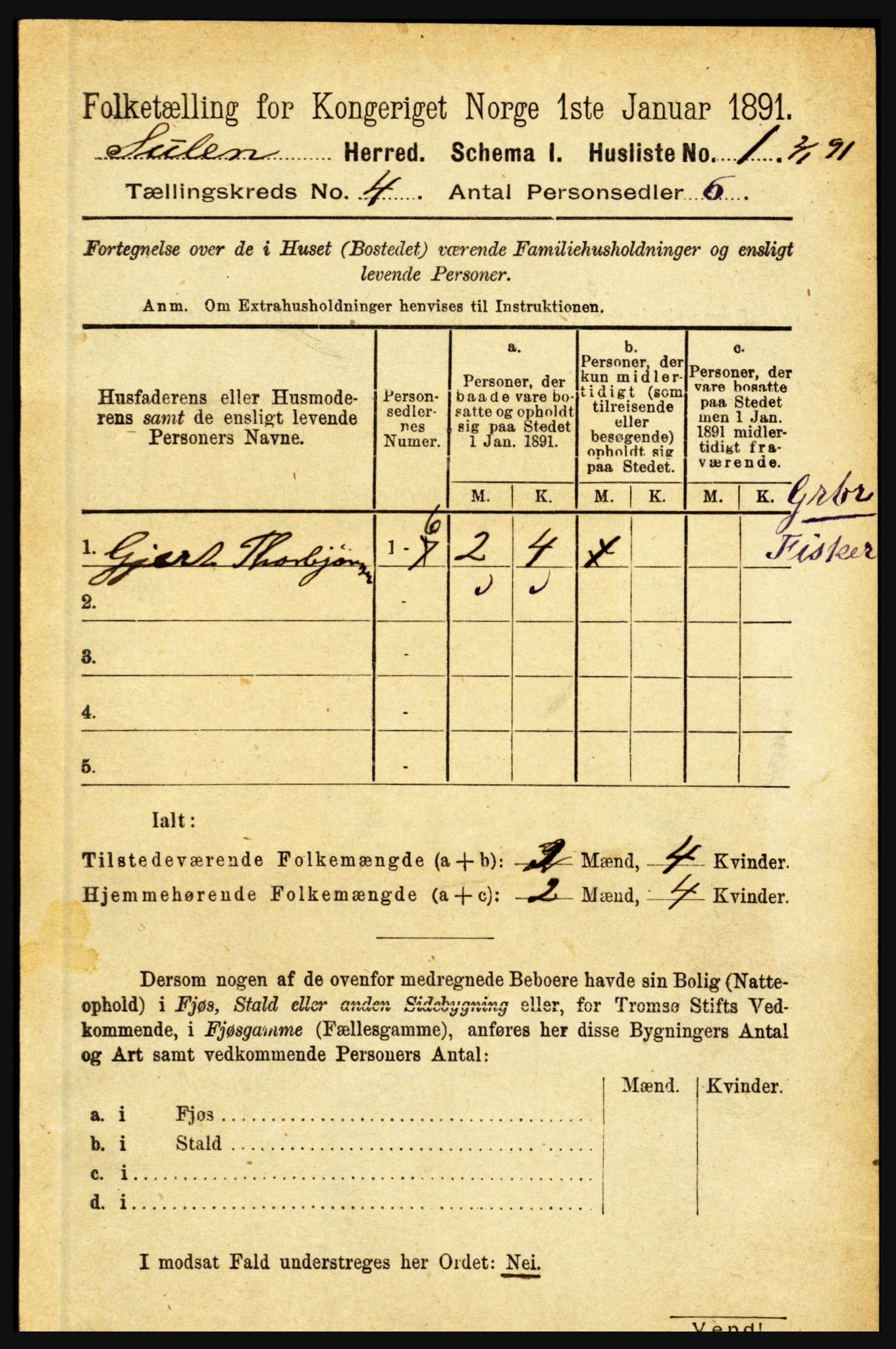 RA, 1891 census for 1412 Solund, 1891, p. 1531