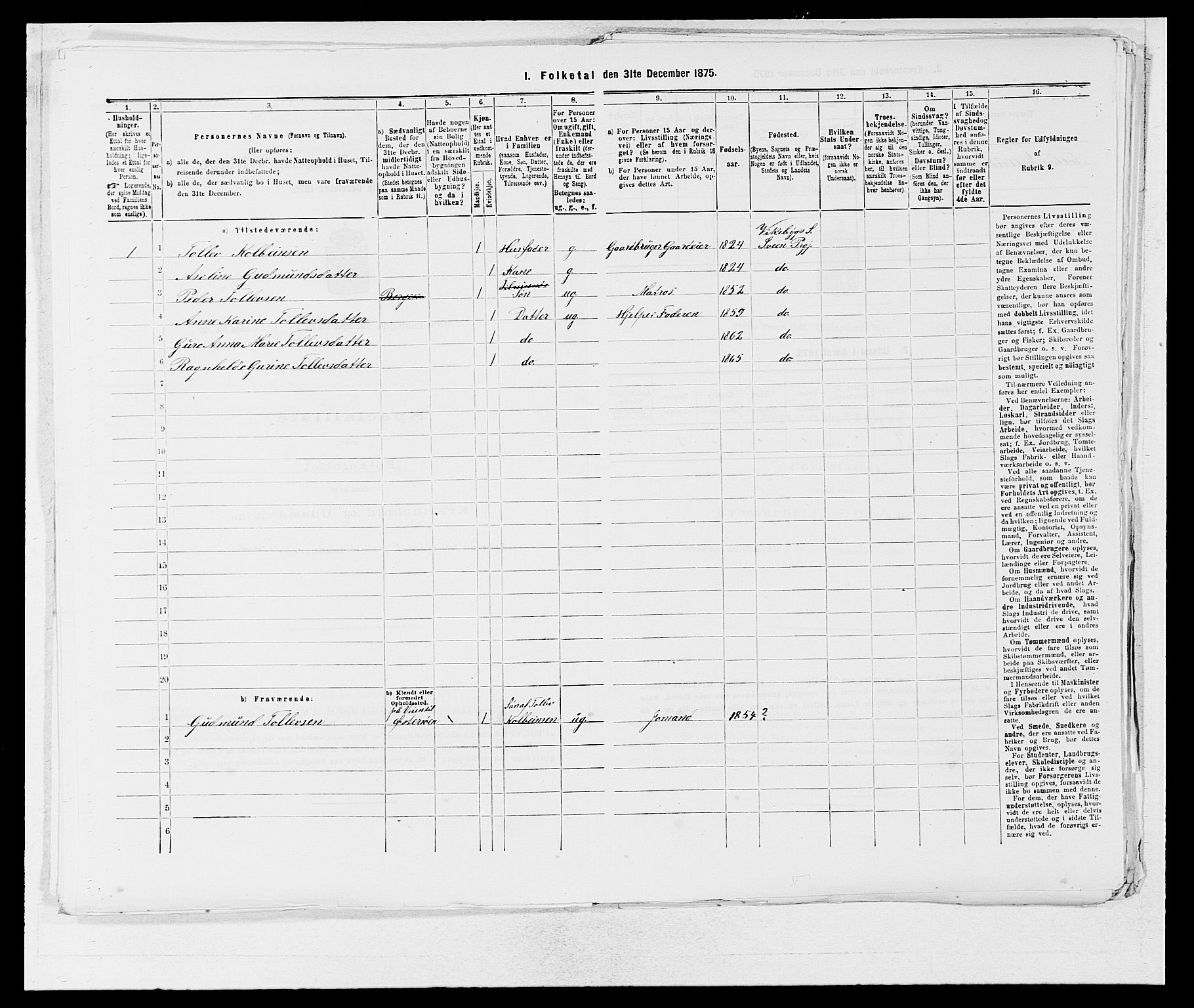 SAB, 1875 census for 1216P Sveio, 1875, p. 73