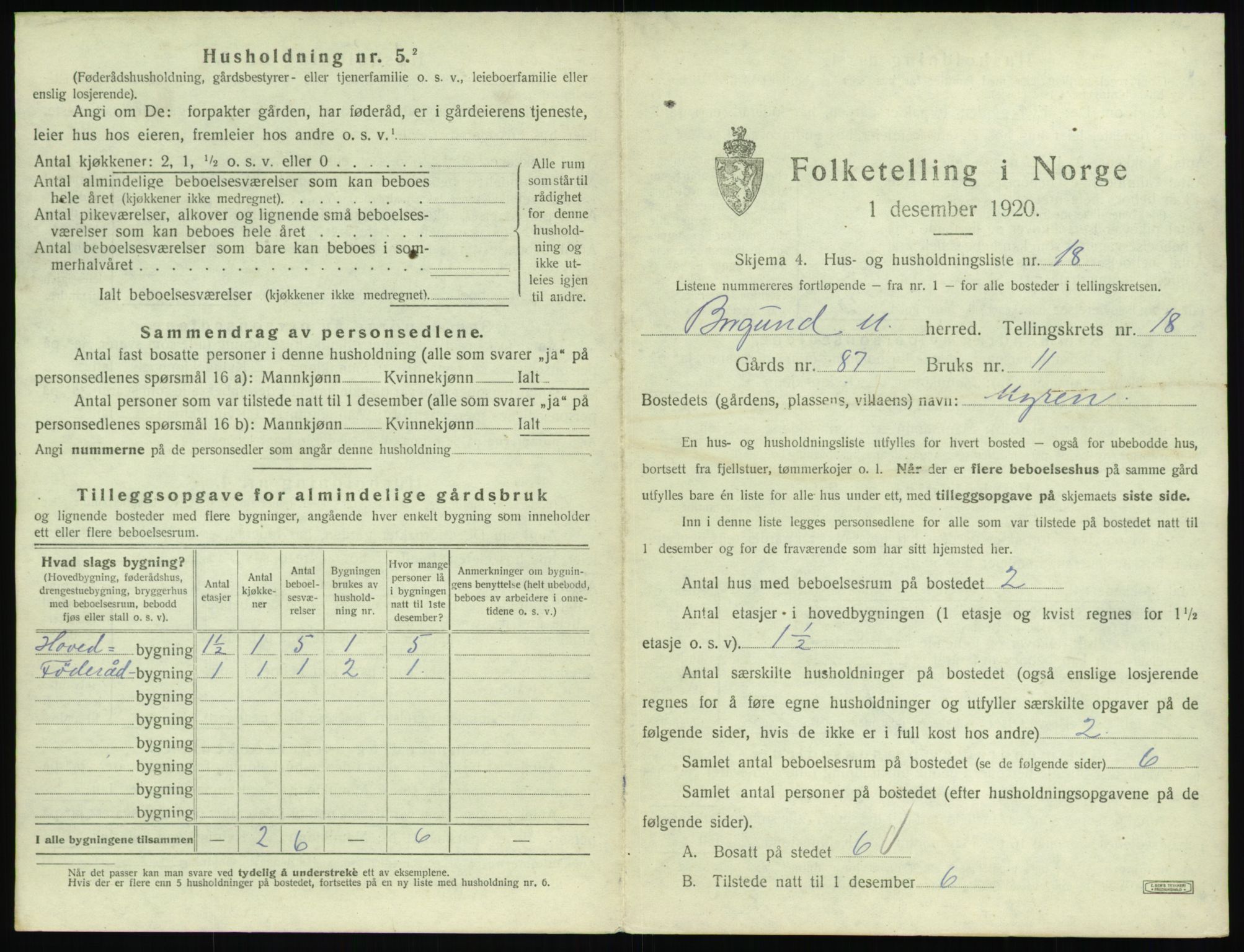 SAT, 1920 census for Borgund, 1920, p. 1566