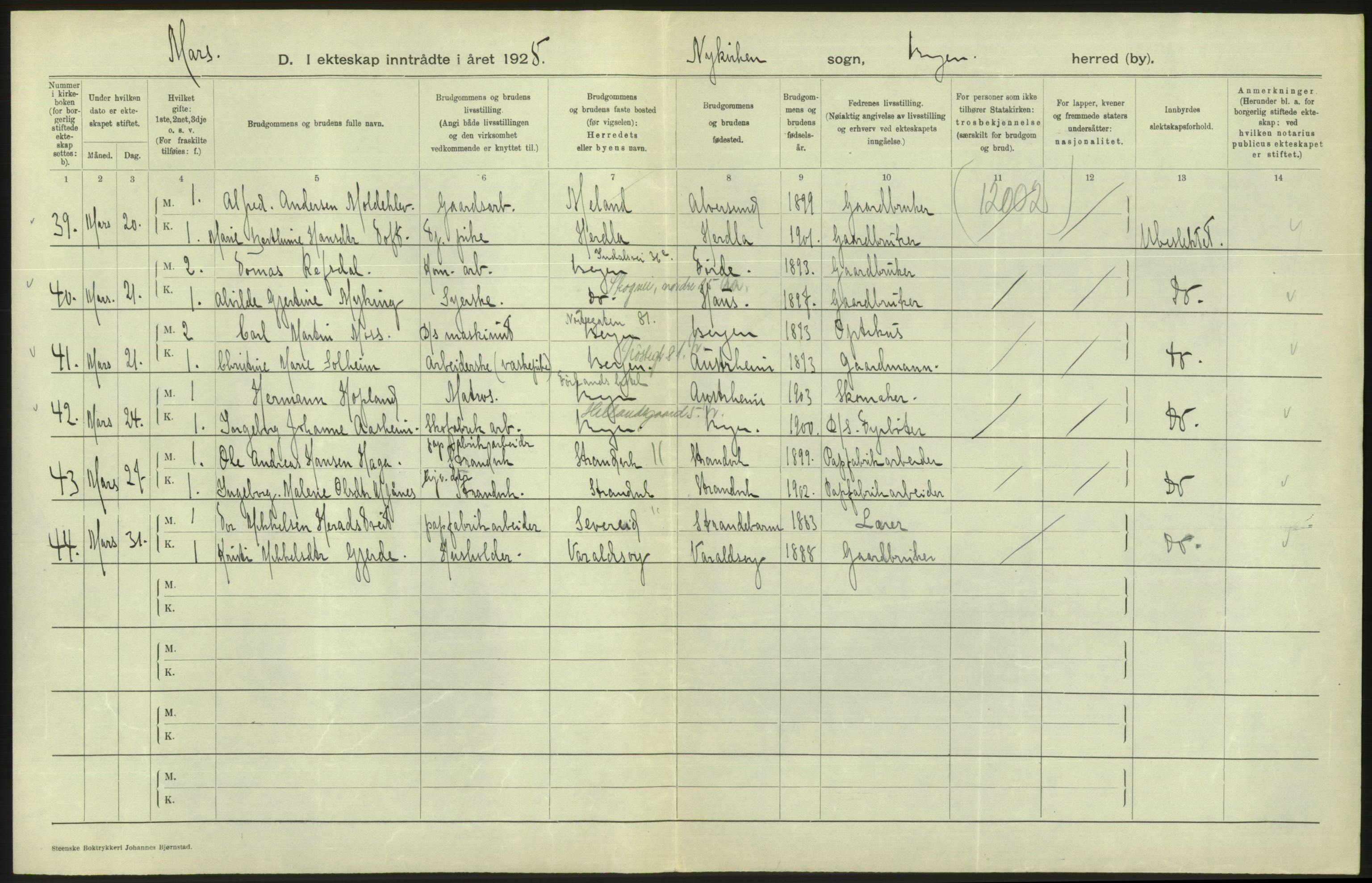 Statistisk sentralbyrå, Sosiodemografiske emner, Befolkning, AV/RA-S-2228/D/Df/Dfc/Dfce/L0029: Bergen: Gifte, døde., 1925, p. 152