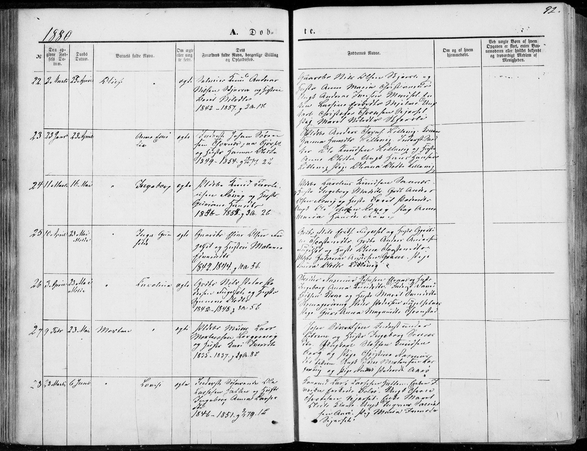 Ministerialprotokoller, klokkerbøker og fødselsregistre - Møre og Romsdal, SAT/A-1454/555/L0655: Parish register (official) no. 555A05, 1869-1886, p. 92