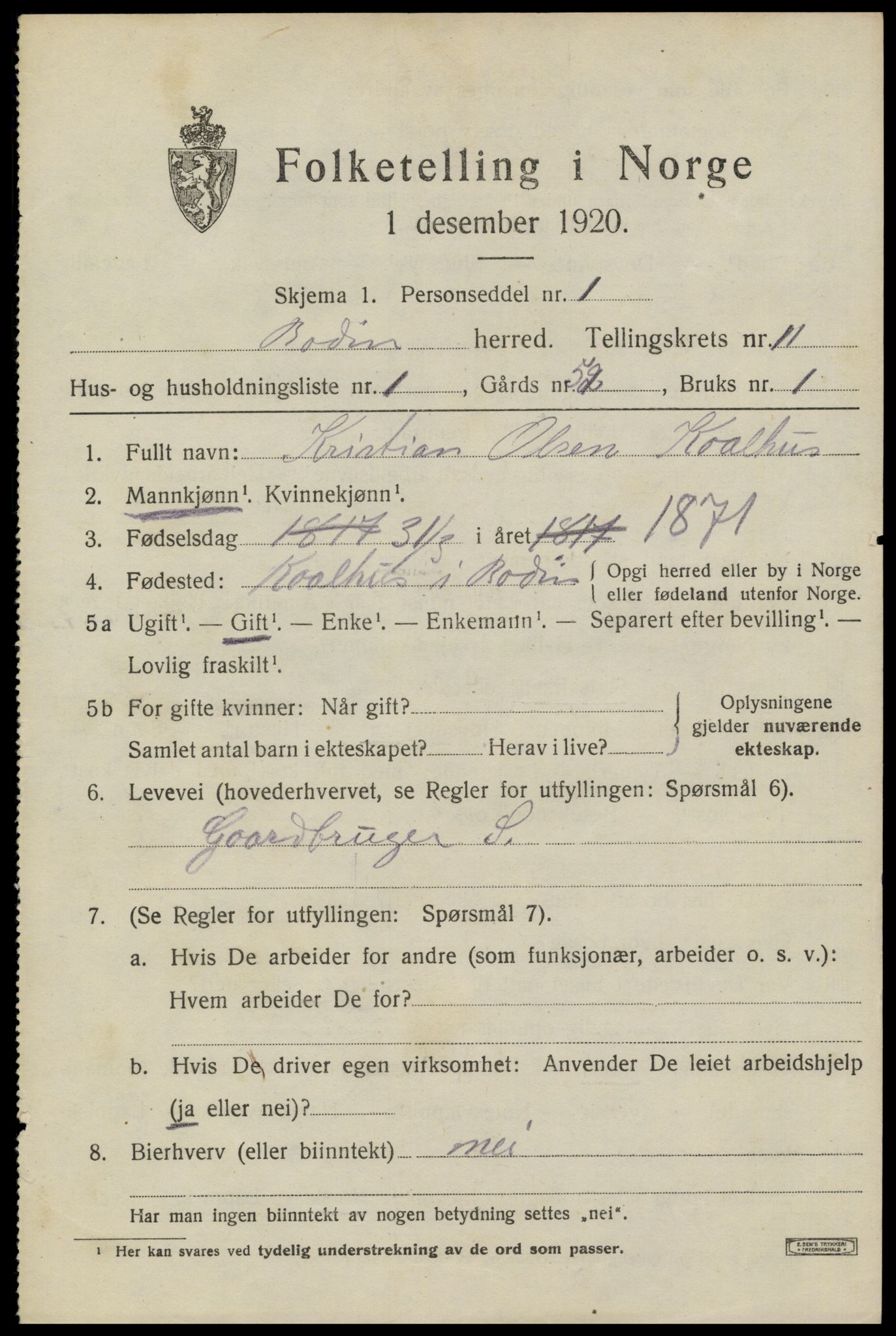 SAT, 1920 census for Bodin, 1920, p. 8350