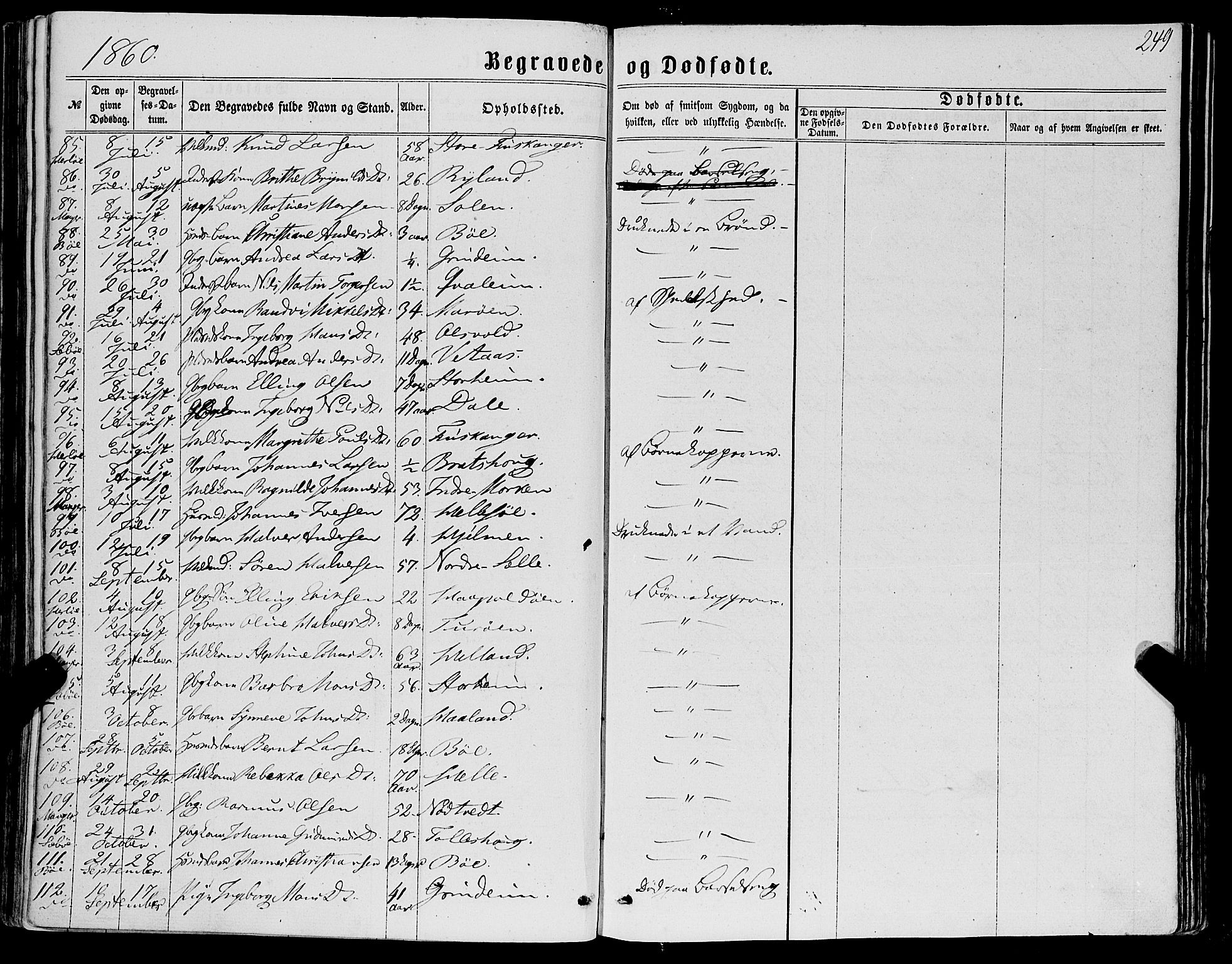 Manger sokneprestembete, AV/SAB-A-76801/H/Haa: Parish register (official) no. A 7, 1860-1870, p. 249