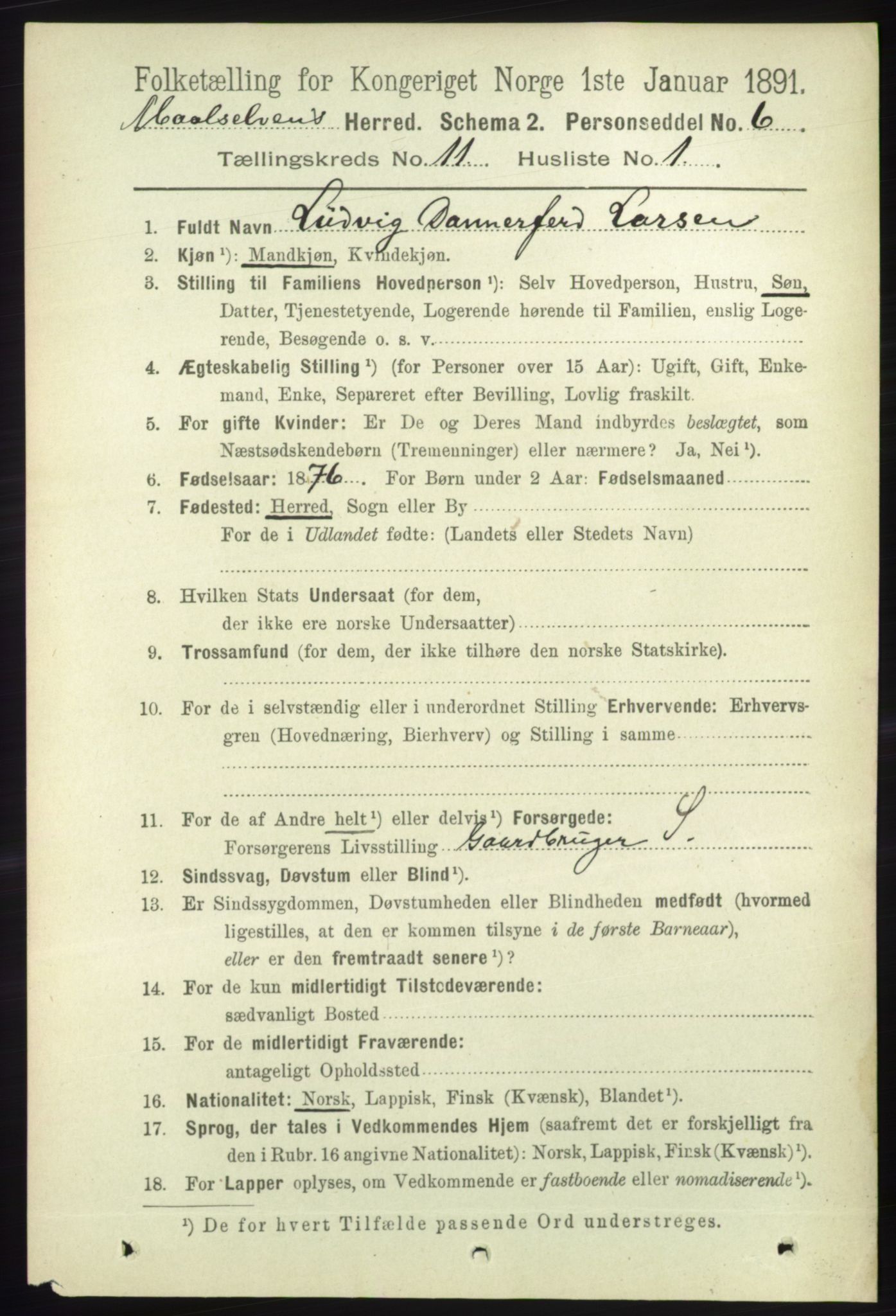 RA, 1891 census for 1924 Målselv, 1891, p. 3270