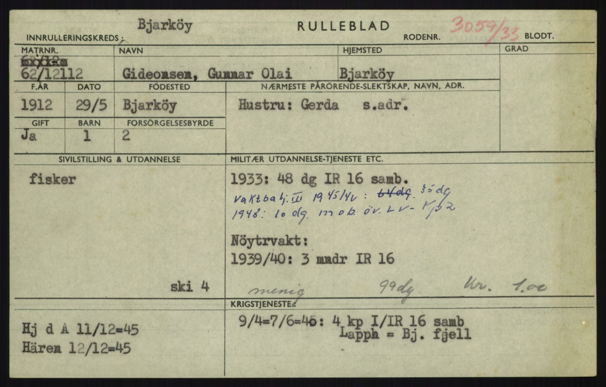 Forsvaret, Troms infanteriregiment nr. 16, AV/RA-RAFA-3146/P/Pa/L0017: Rulleblad for regimentets menige mannskaper, årsklasse 1933, 1933, p. 323