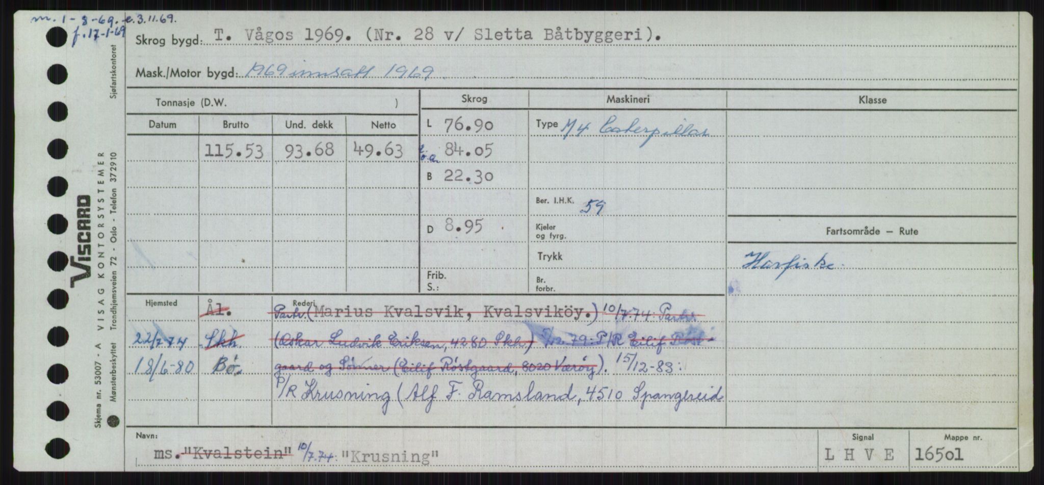 Sjøfartsdirektoratet med forløpere, Skipsmålingen, RA/S-1627/H/Ha/L0003/0002: Fartøy, Hilm-Mar / Fartøy, Kom-Mar, p. 85