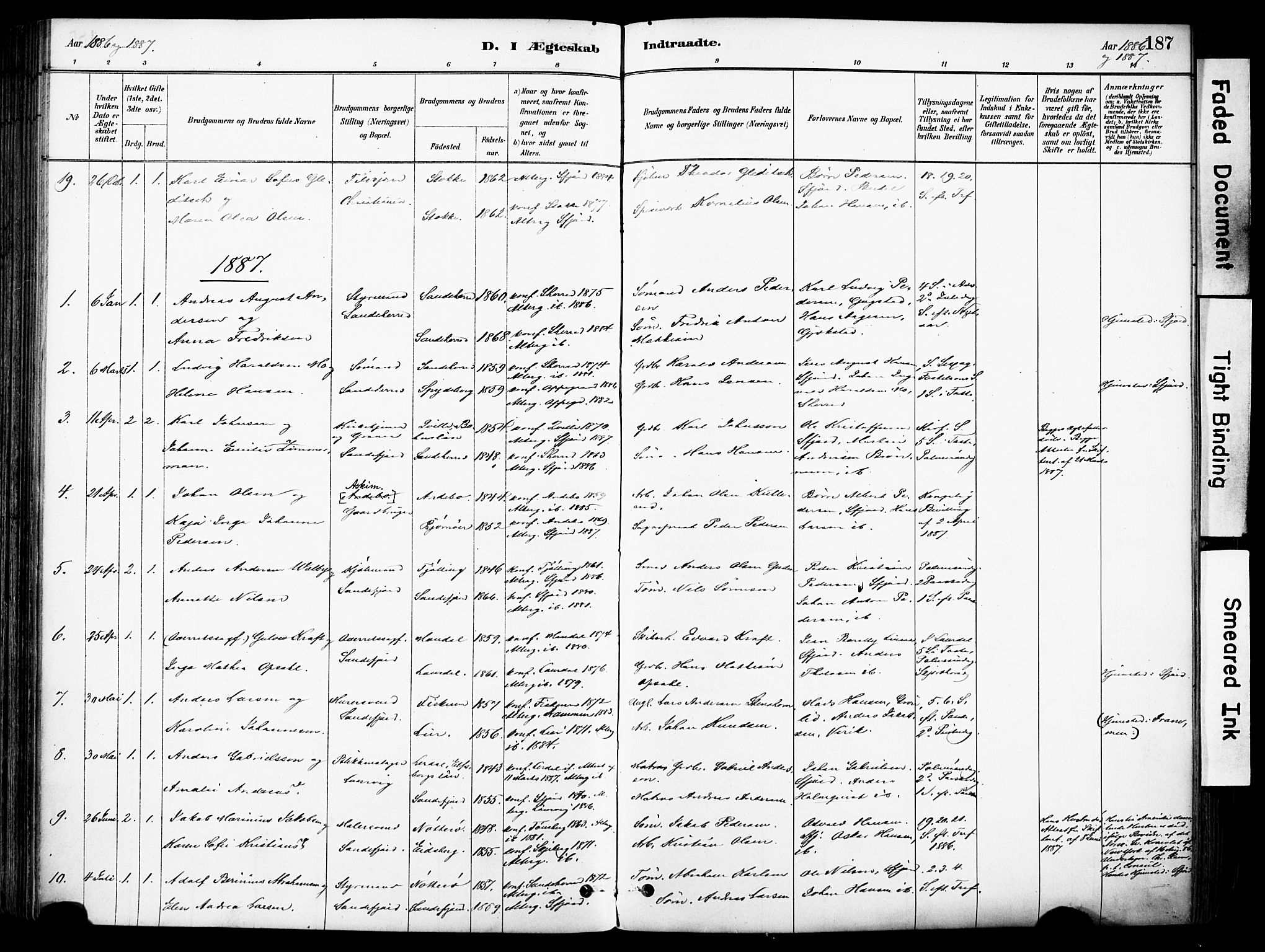 Sandefjord kirkebøker, SAKO/A-315/F/Fa/L0002: Parish register (official) no. 2, 1880-1894, p. 187