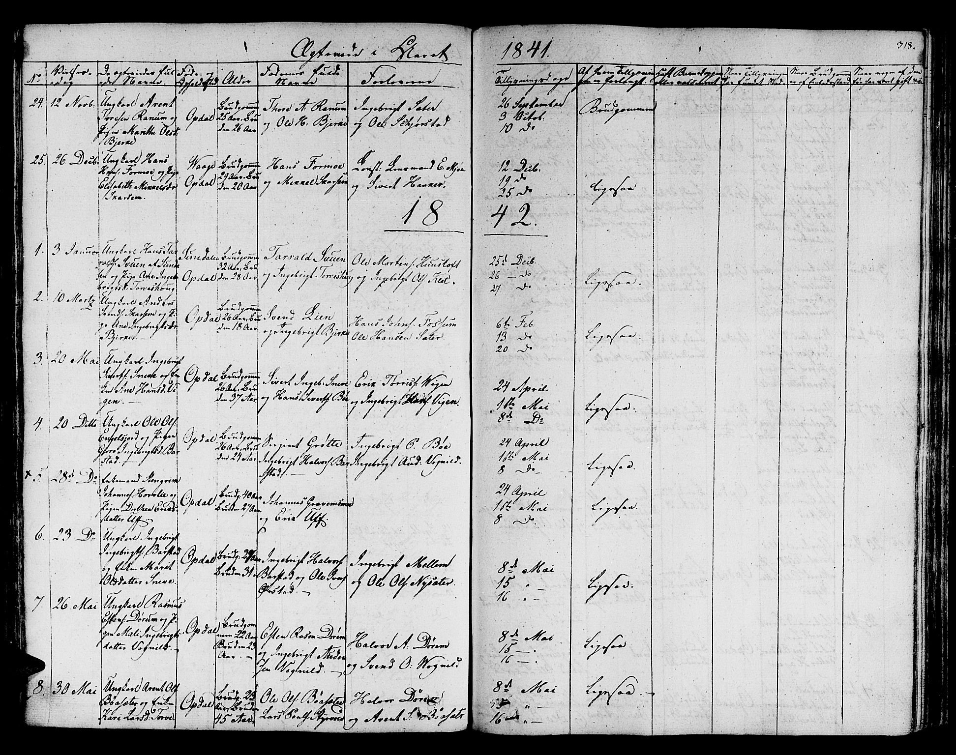 Ministerialprotokoller, klokkerbøker og fødselsregistre - Sør-Trøndelag, SAT/A-1456/678/L0897: Parish register (official) no. 678A06-07, 1821-1847, p. 318