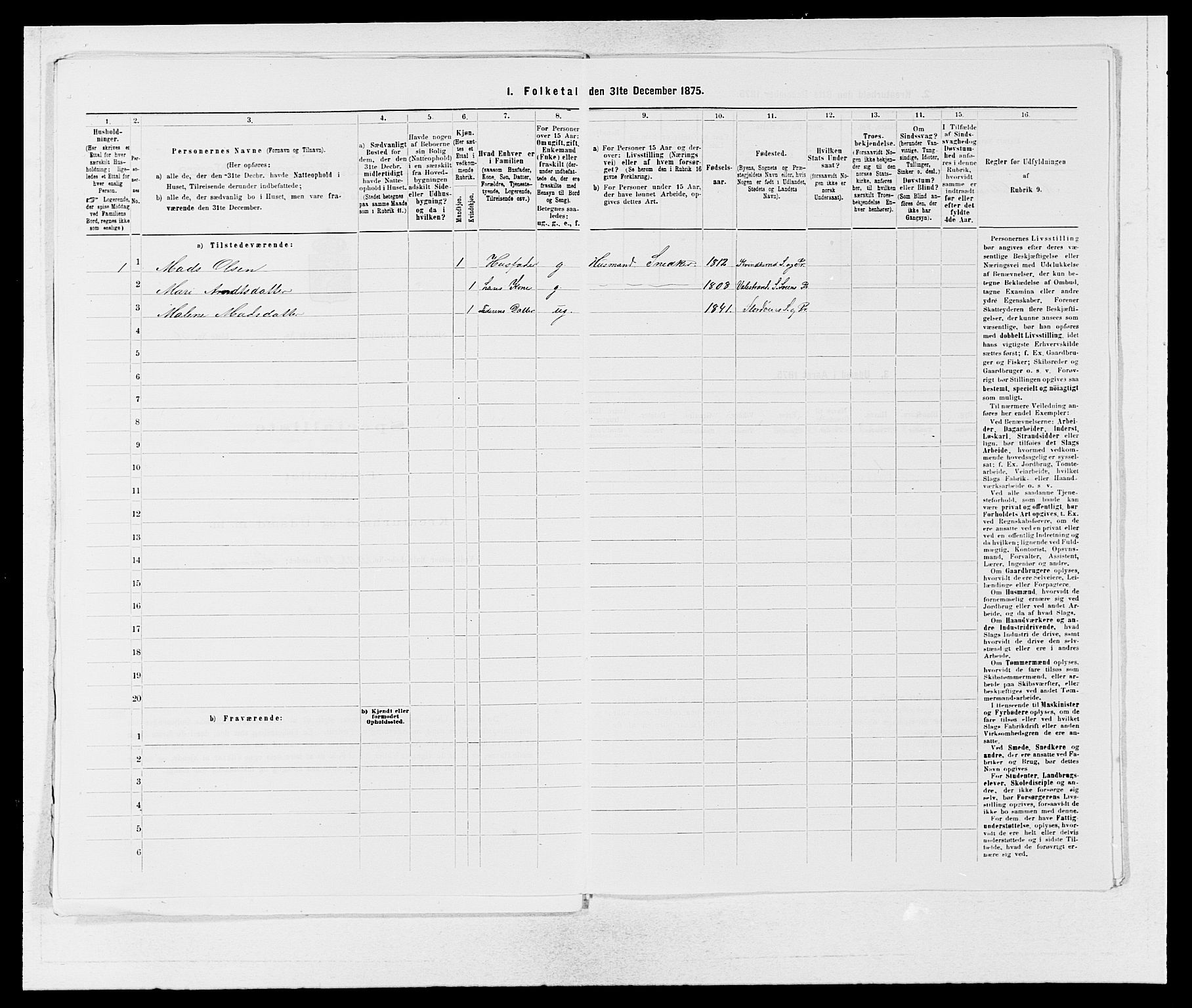 SAB, 1875 census for 1221P Stord, 1875, p. 532