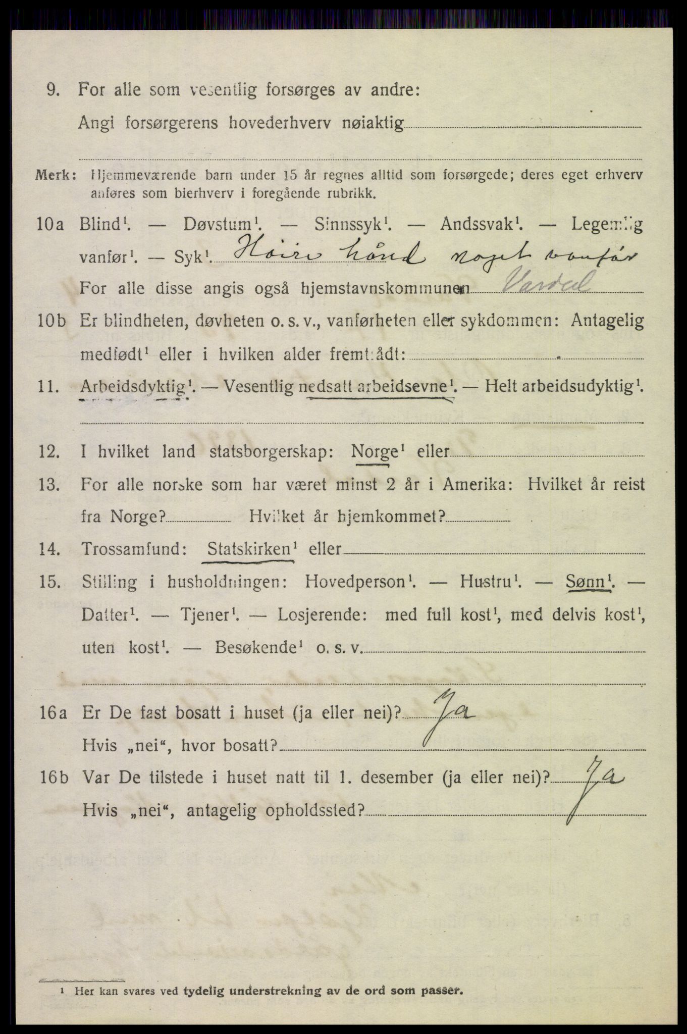 SAH, 1920 census for Vardal, 1920, p. 3026