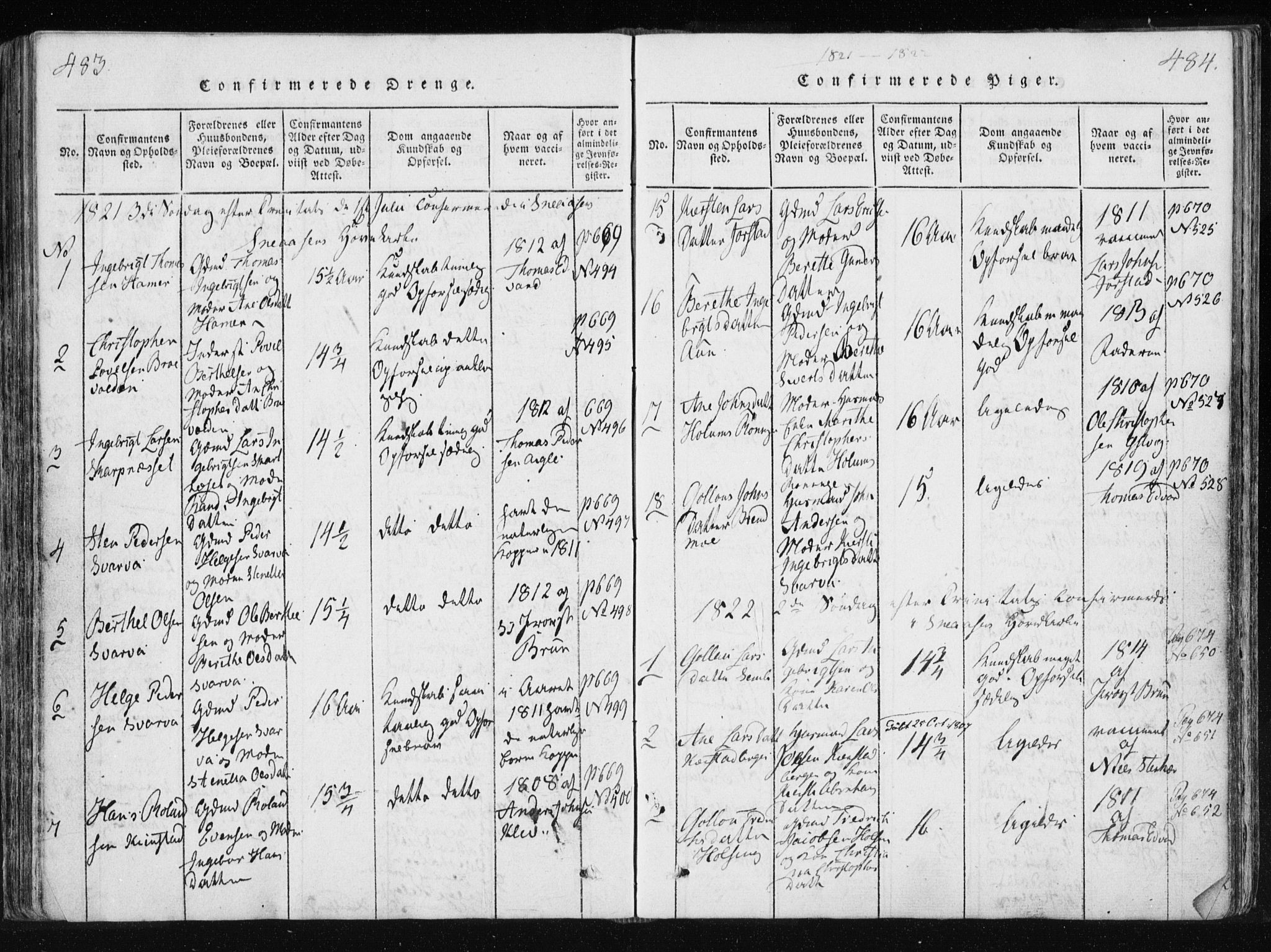 Ministerialprotokoller, klokkerbøker og fødselsregistre - Nord-Trøndelag, SAT/A-1458/749/L0469: Parish register (official) no. 749A03, 1817-1857, p. 483-484