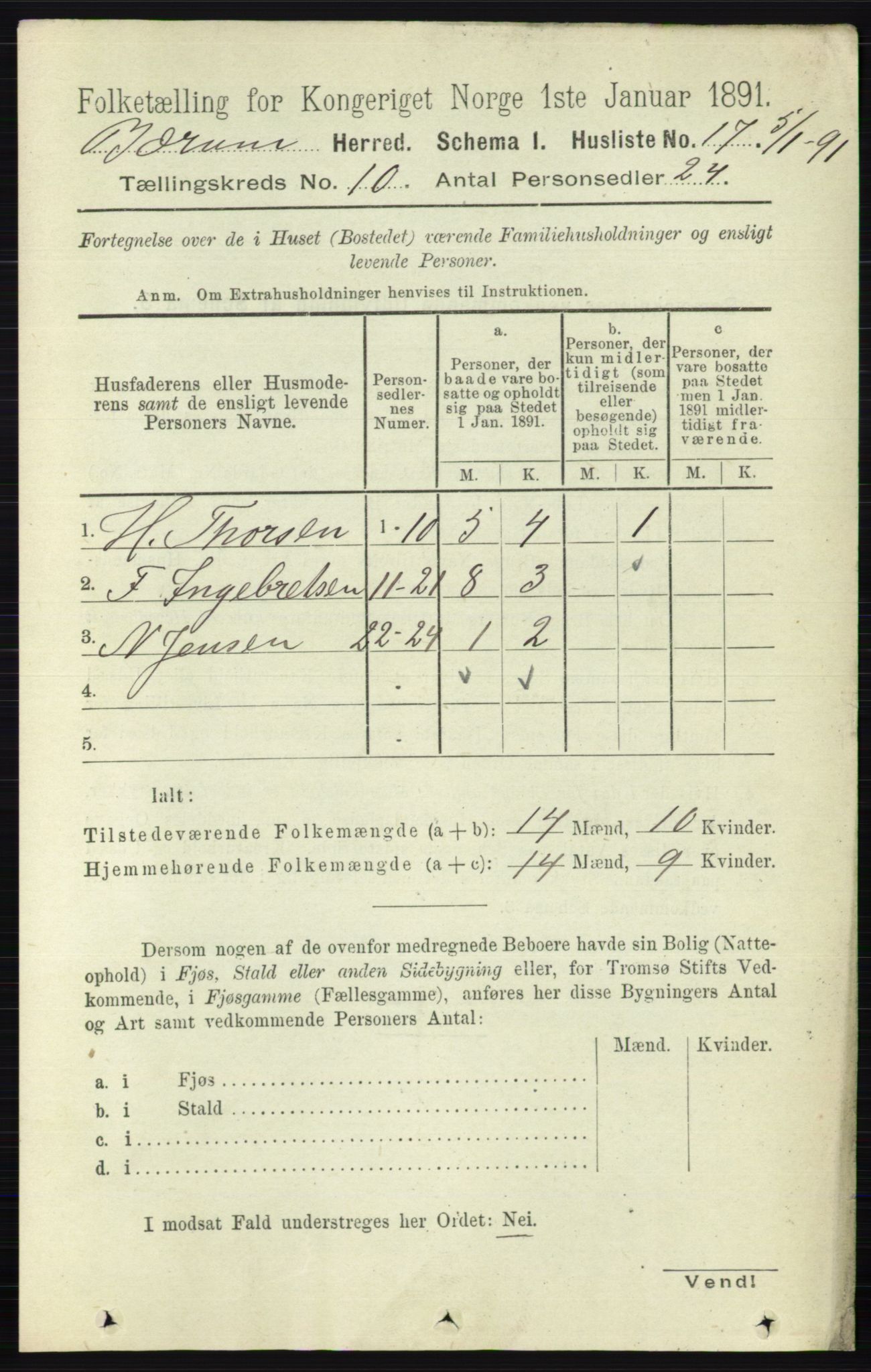 RA, 1891 census for 0219 Bærum, 1891, p. 6301