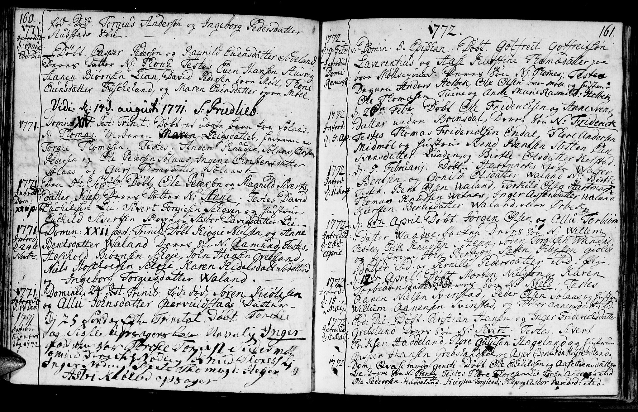 Holum sokneprestkontor, SAK/1111-0022/F/Fa/Faa/L0002: Parish register (official) no. A 2, 1756-1780, p. 160-161