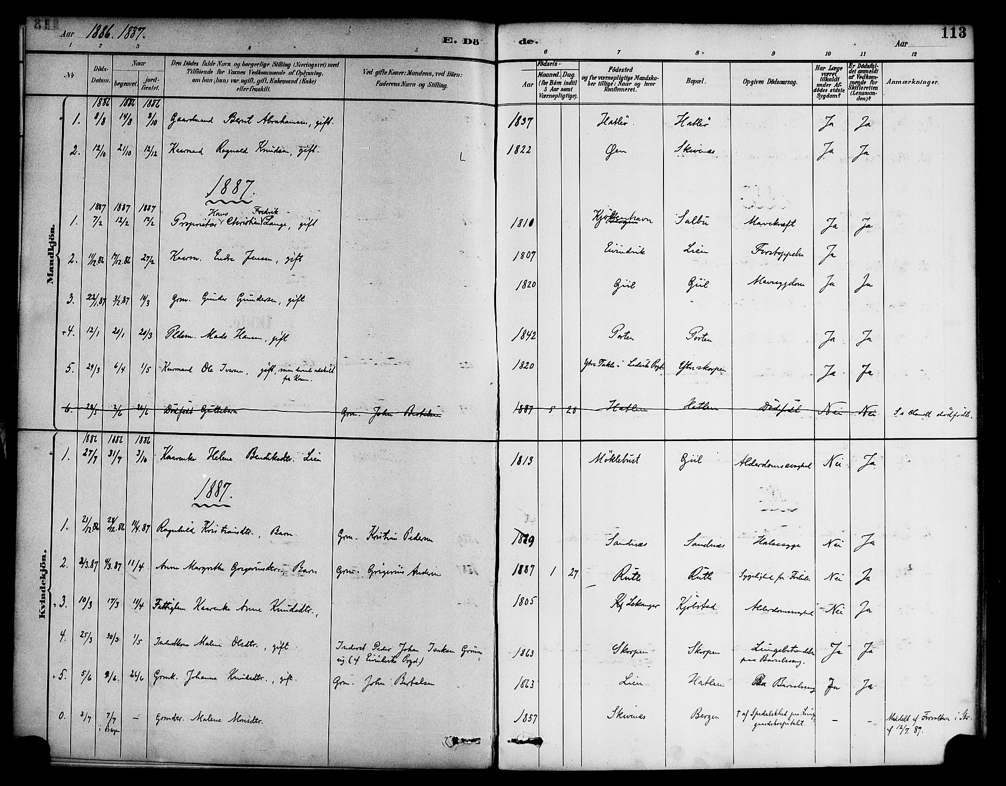 Hyllestad sokneprestembete, SAB/A-80401: Parish register (official) no. D 1, 1886-1905, p. 113