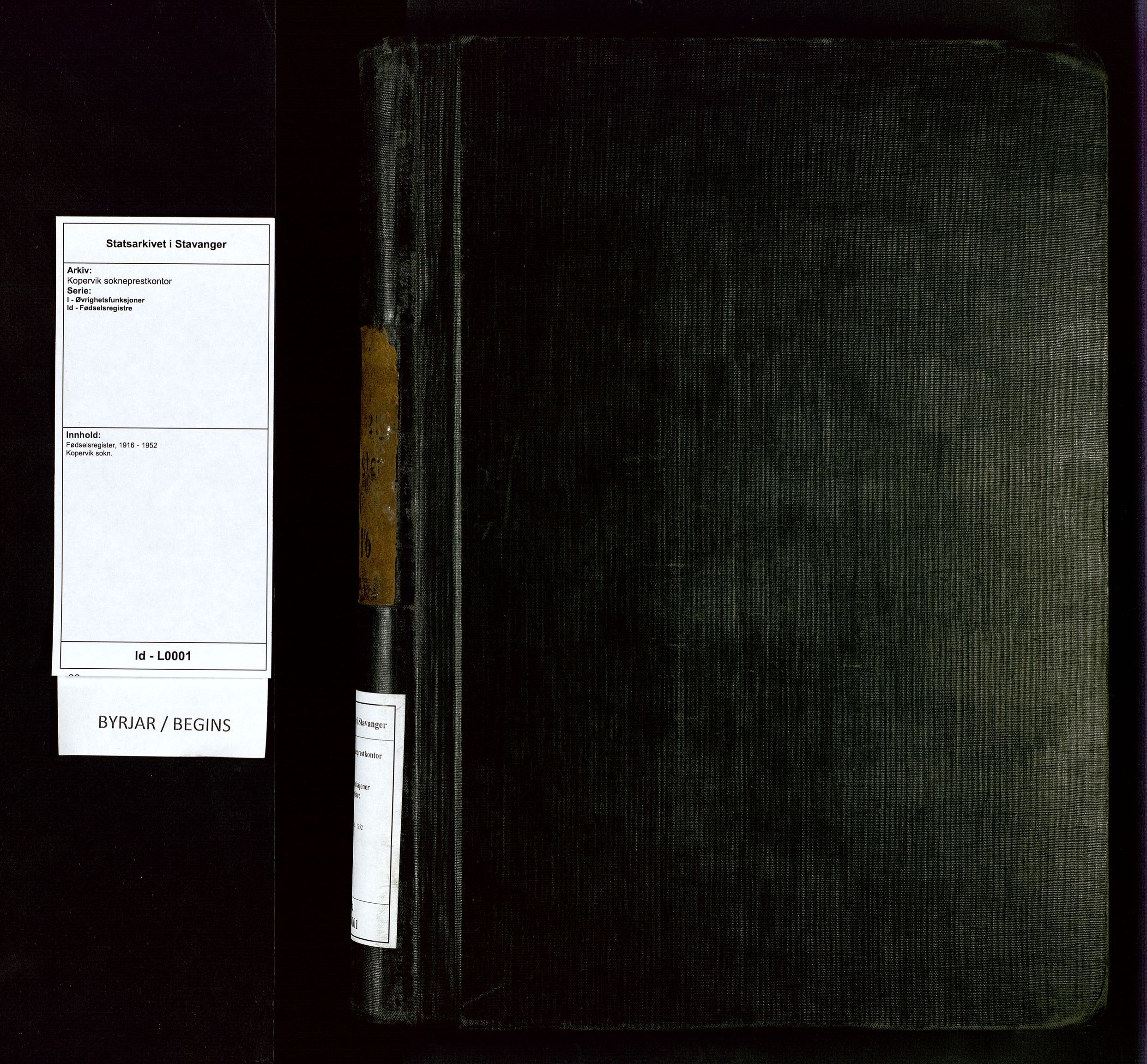 Kopervik sokneprestkontor, SAST/A-101850/I/Id/L0001: Birth register no. 1, 1916-1952