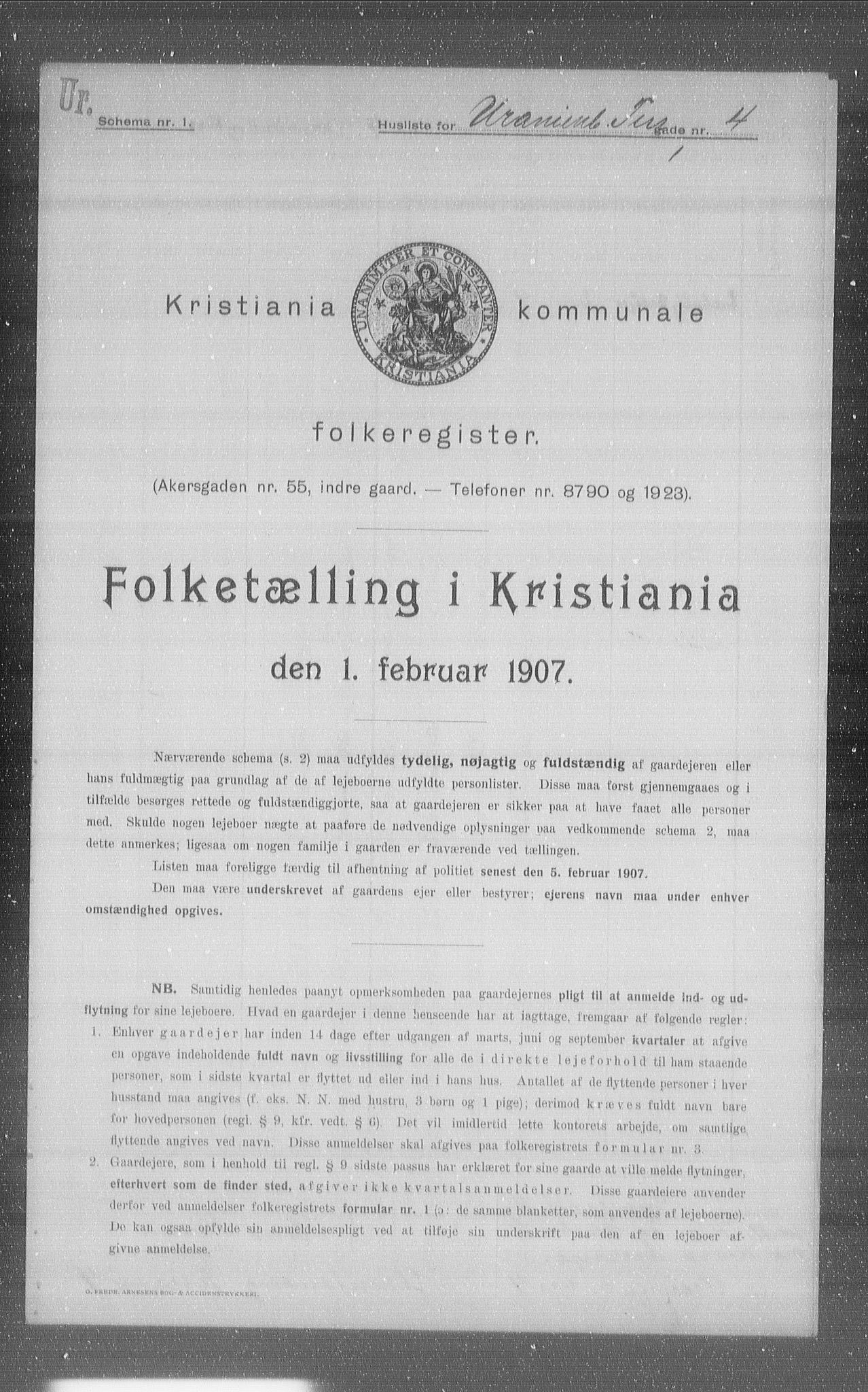 OBA, Municipal Census 1907 for Kristiania, 1907, p. 61157