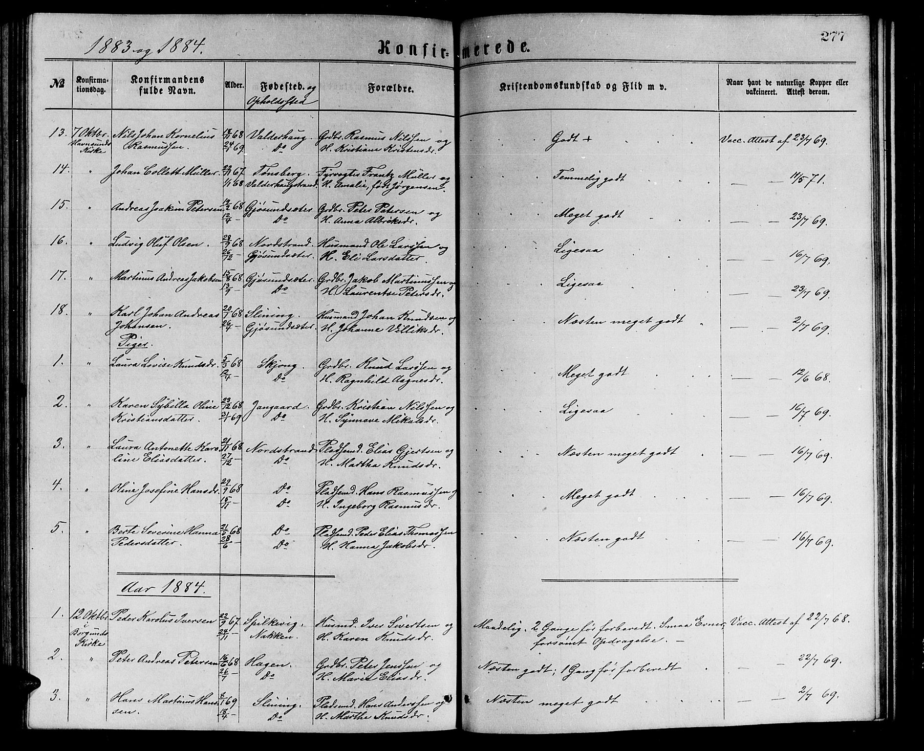 Ministerialprotokoller, klokkerbøker og fødselsregistre - Møre og Romsdal, AV/SAT-A-1454/528/L0429: Parish register (copy) no. 528C10, 1872-1886, p. 277