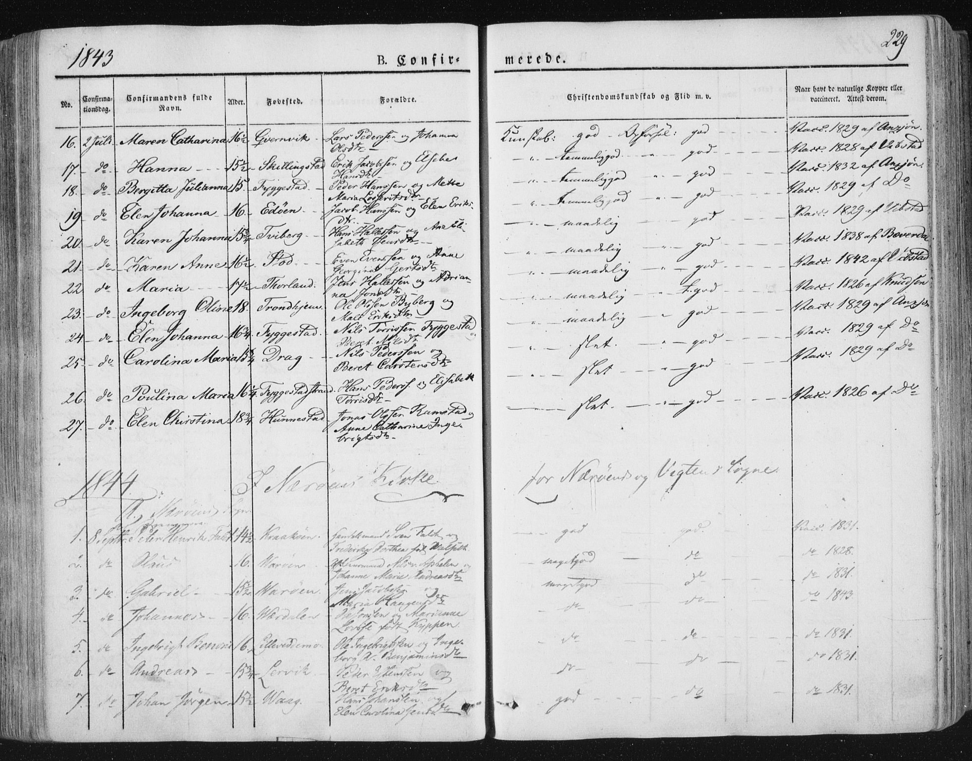 Ministerialprotokoller, klokkerbøker og fødselsregistre - Nord-Trøndelag, SAT/A-1458/784/L0669: Parish register (official) no. 784A04, 1829-1859, p. 229