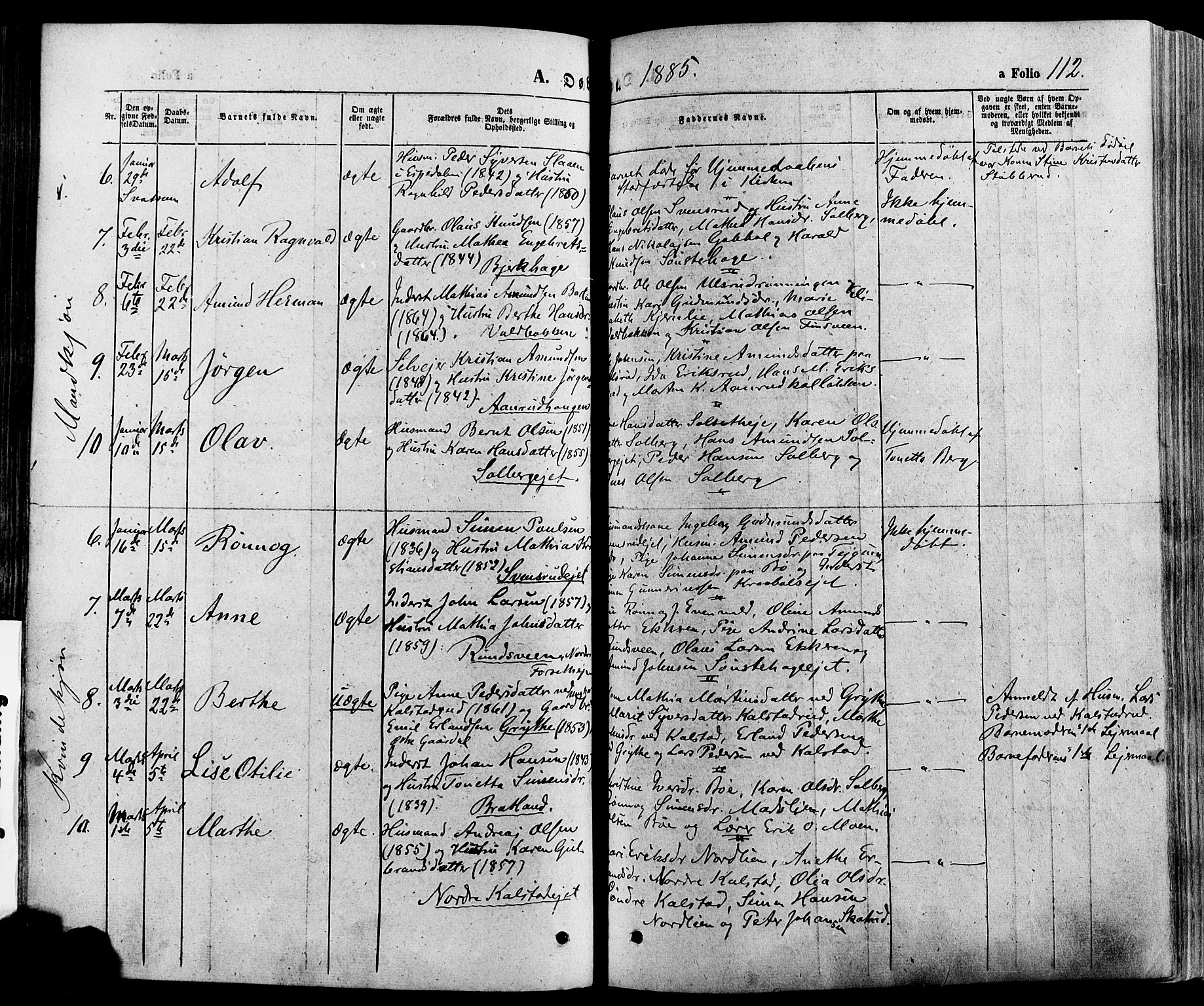 Gausdal prestekontor, AV/SAH-PREST-090/H/Ha/Haa/L0010: Parish register (official) no. 10, 1867-1886, p. 112