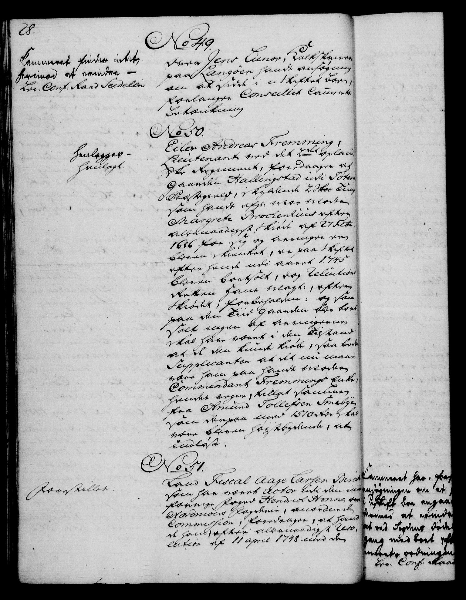 Rentekammeret, Kammerkanselliet, AV/RA-EA-3111/G/Gh/Gha/L0030: Norsk ekstraktmemorialprotokoll (merket RK 53.75), 1749-1751, p. 28