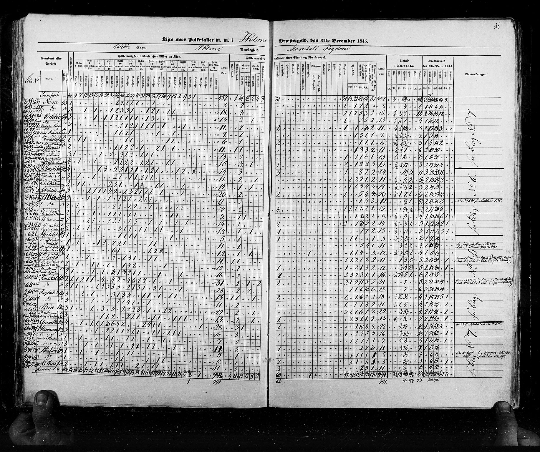 RA, Census 1845, vol. 6: Lister og Mandal amt og Stavanger amt, 1845, p. 50