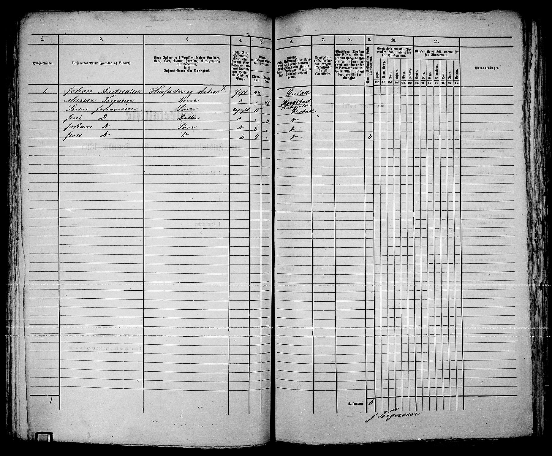 RA, 1865 census for Drøbak/Drøbak, 1865, p. 241