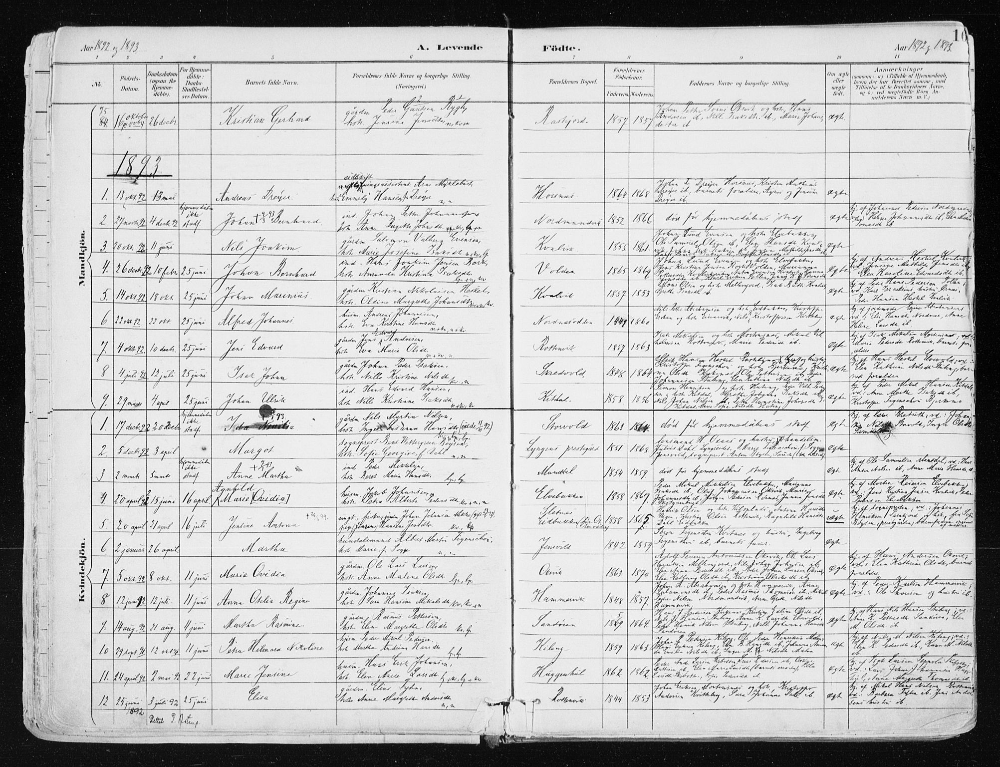 Lyngen sokneprestembete, SATØ/S-1289/H/He/Hea/L0008kirke: Parish register (official) no. 8, 1891-1902, p. 16