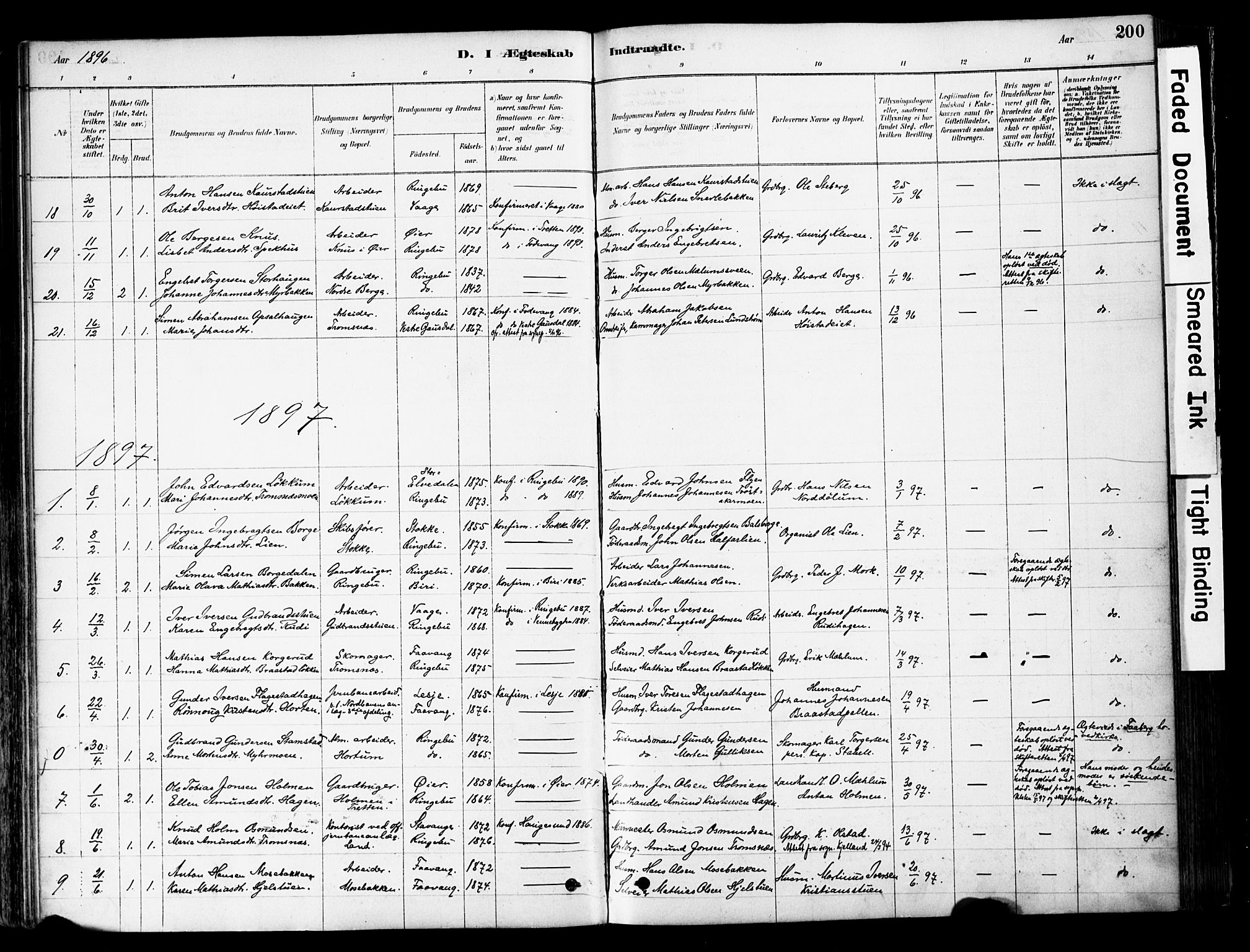 Ringebu prestekontor, SAH/PREST-082/H/Ha/Haa/L0008: Parish register (official) no. 8, 1878-1898, p. 200