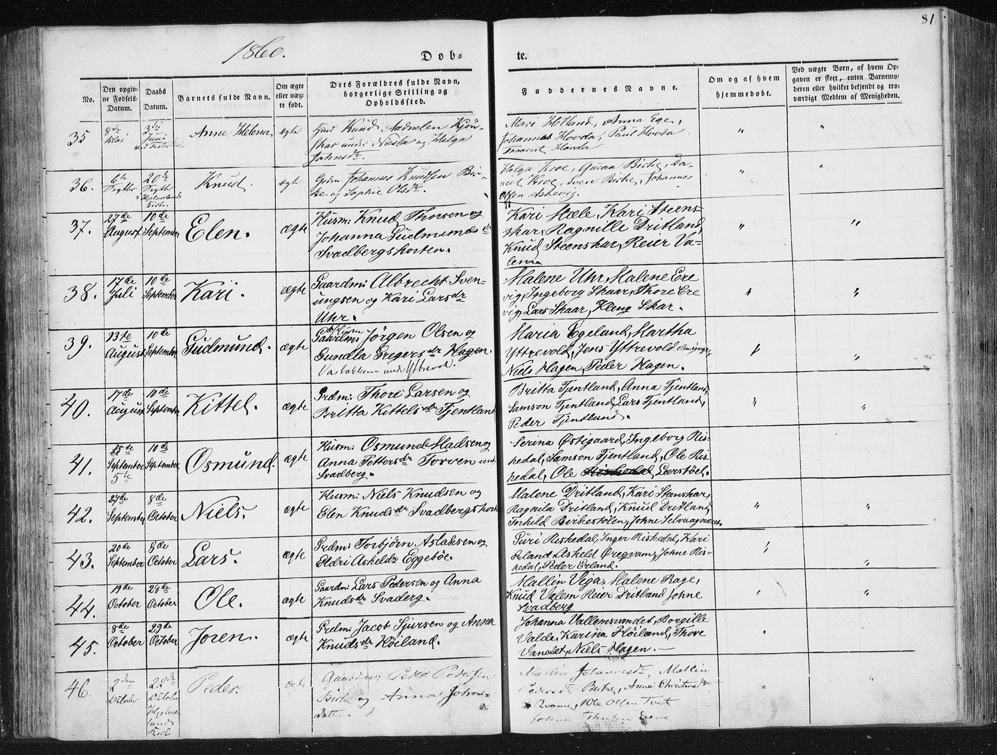 Hjelmeland sokneprestkontor, SAST/A-101843/01/IV/L0008: Parish register (official) no. A 8, 1842-1861, p. 81
