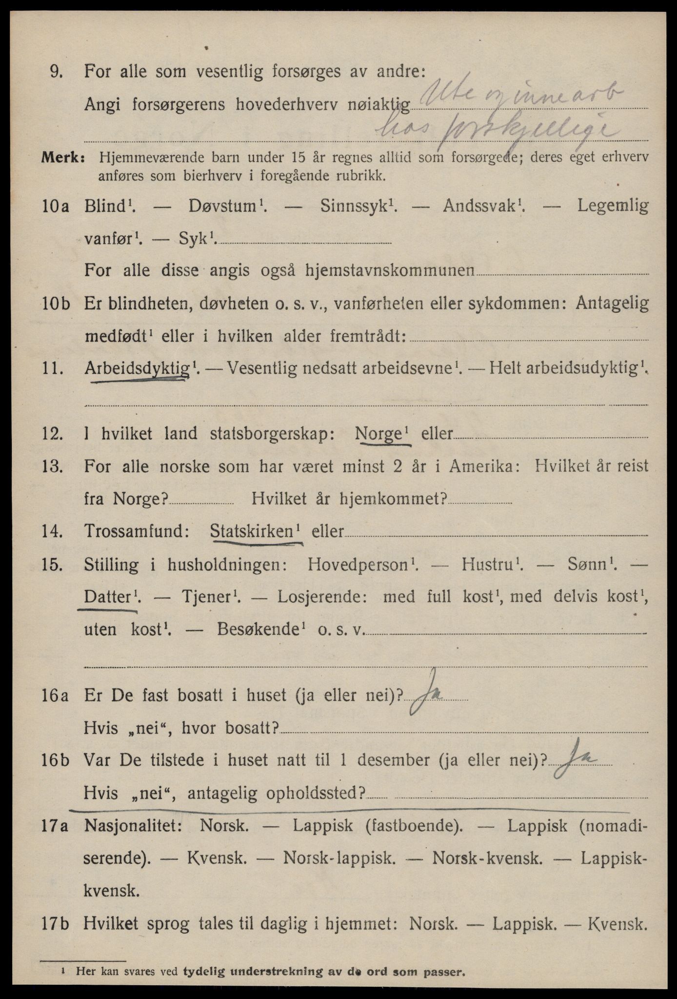 SAT, 1920 census for Orkland, 1920, p. 3641