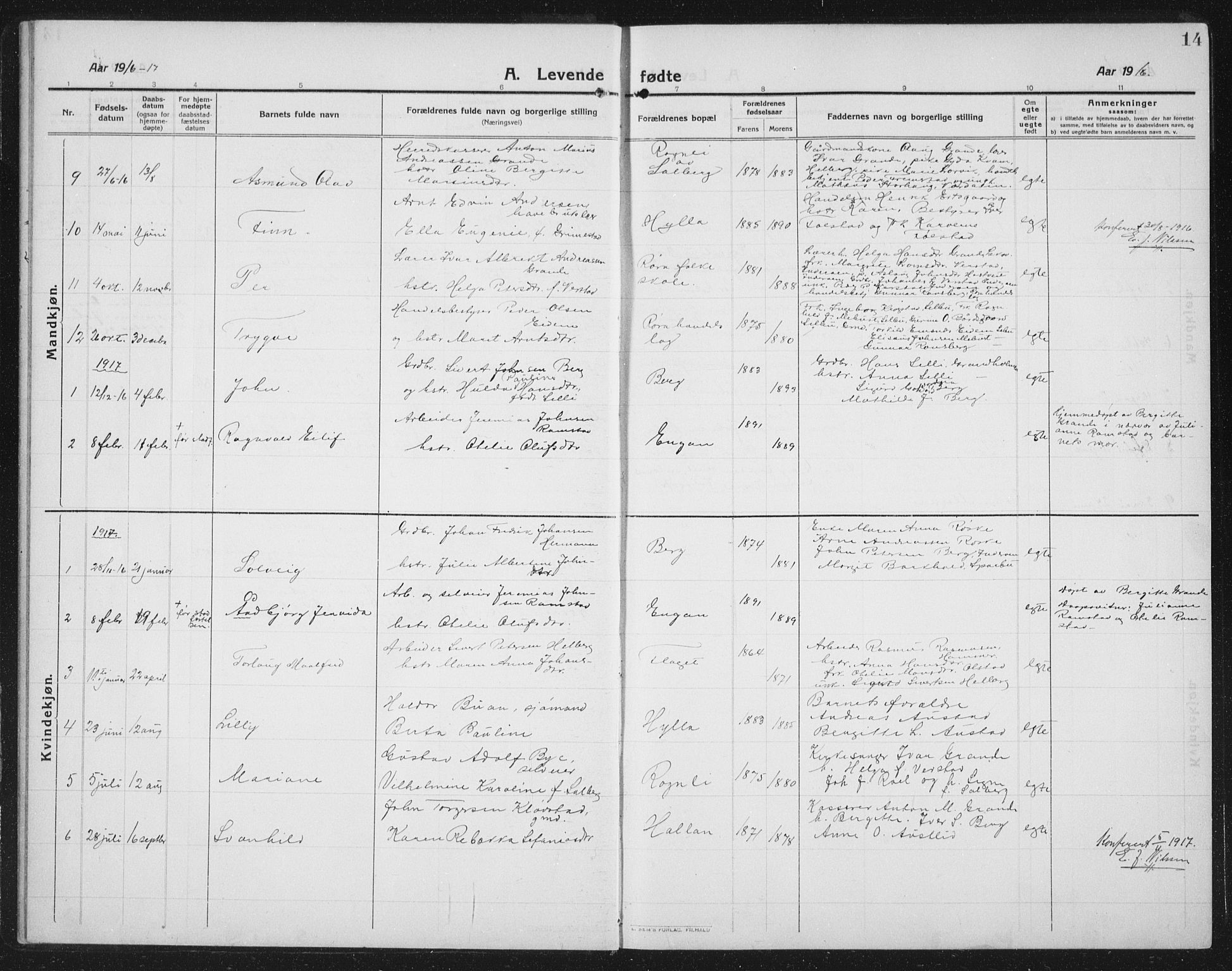 Ministerialprotokoller, klokkerbøker og fødselsregistre - Nord-Trøndelag, AV/SAT-A-1458/731/L0312: Parish register (copy) no. 731C03, 1911-1935, p. 14