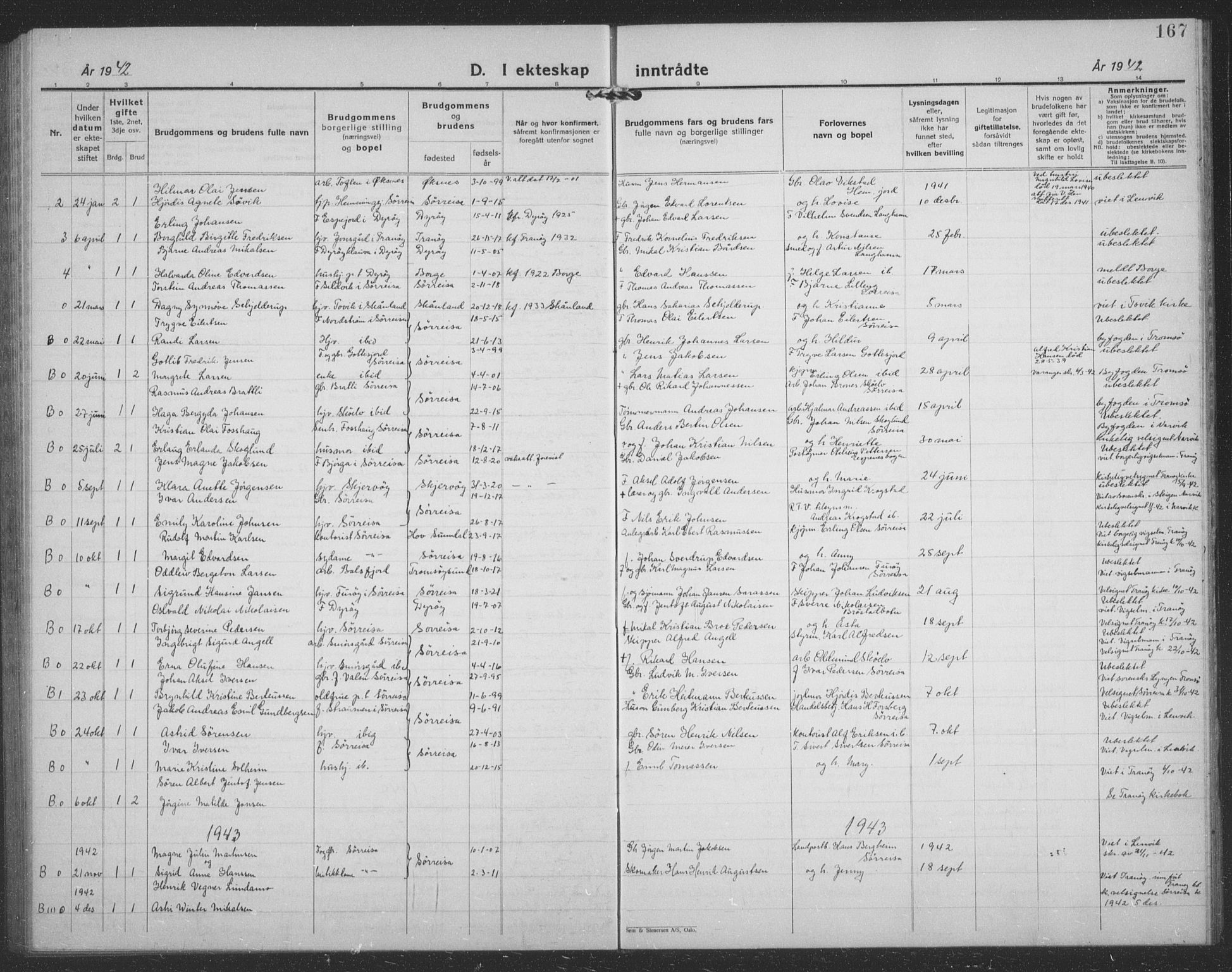 Tranøy sokneprestkontor, AV/SATØ-S-1313/I/Ia/Iab/L0024klokker: Parish register (copy) no. 24, 1929-1943, p. 167