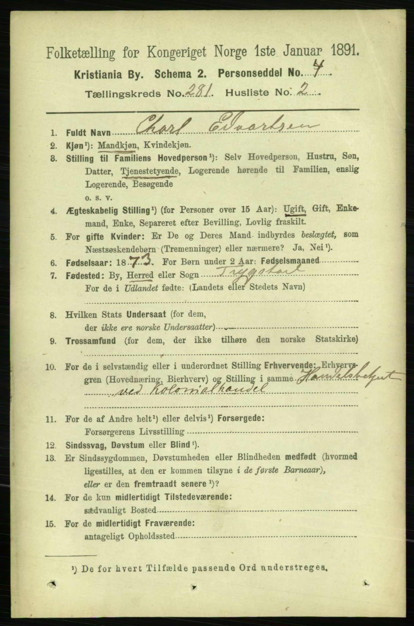 RA, 1891 census for 0301 Kristiania, 1891, p. 170896