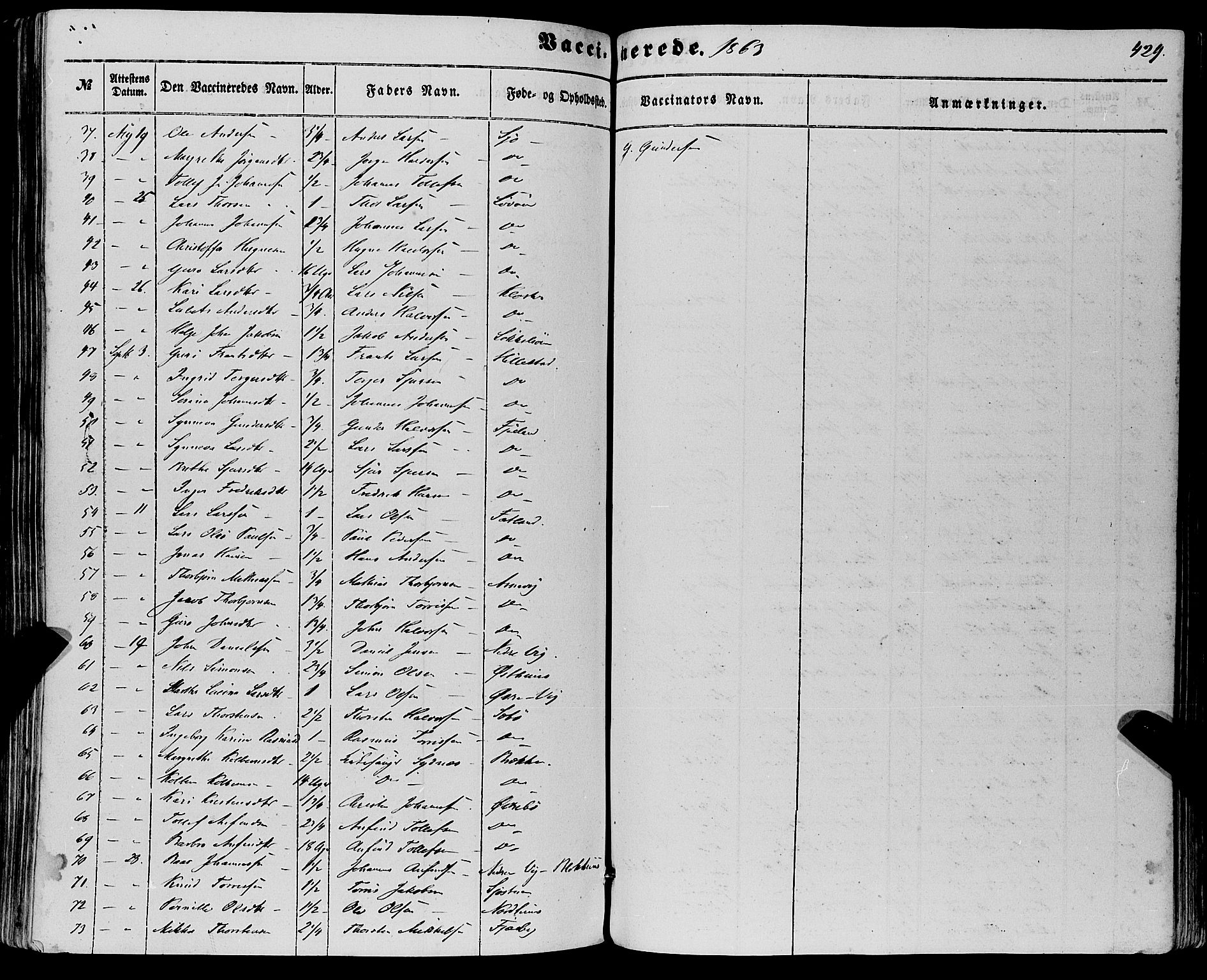 Fjelberg sokneprestembete, SAB/A-75201/H/Haa: Parish register (official) no. A 7, 1851-1867, p. 429